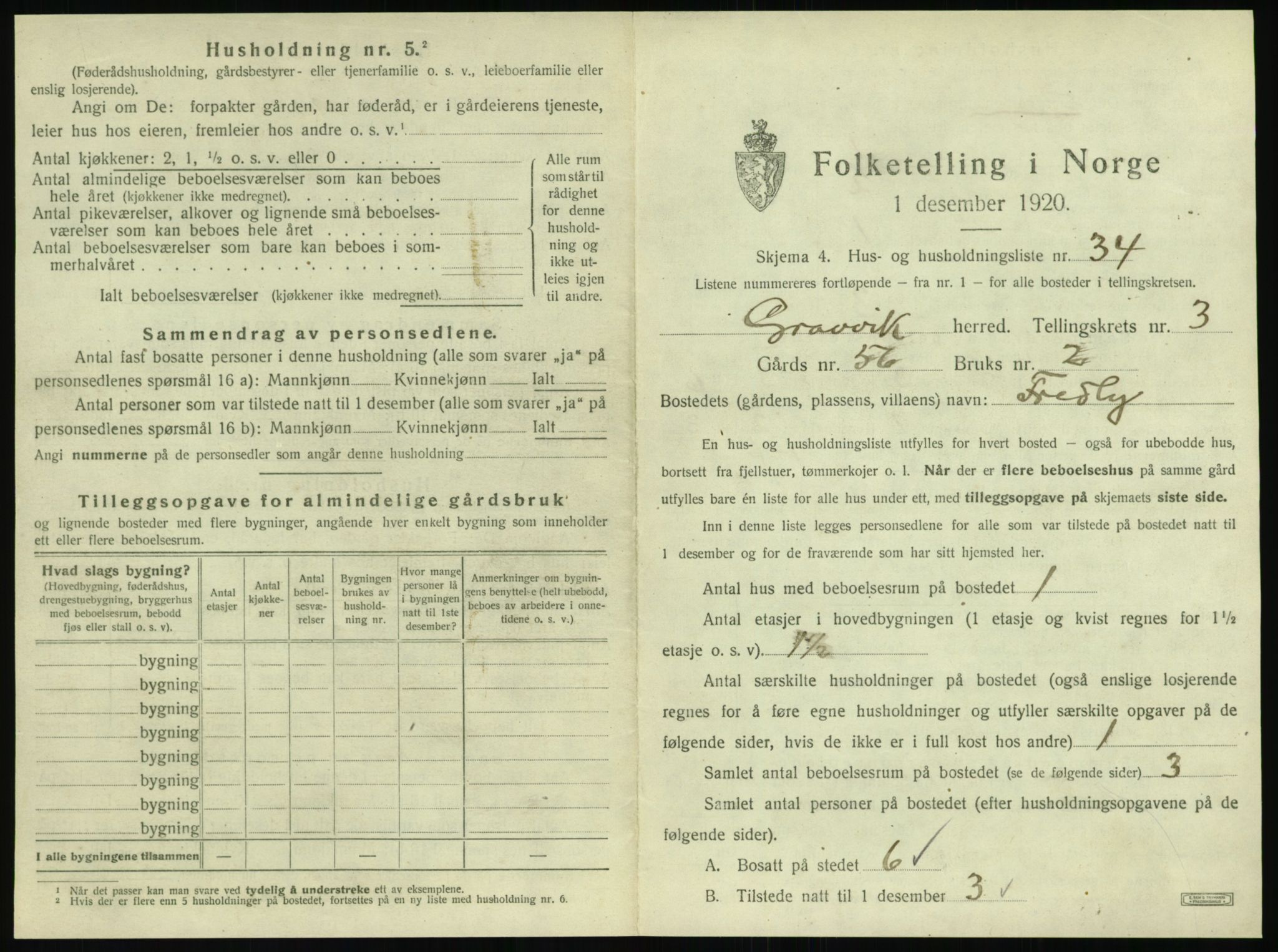 SAT, 1920 census for Gravvik, 1920, p. 306