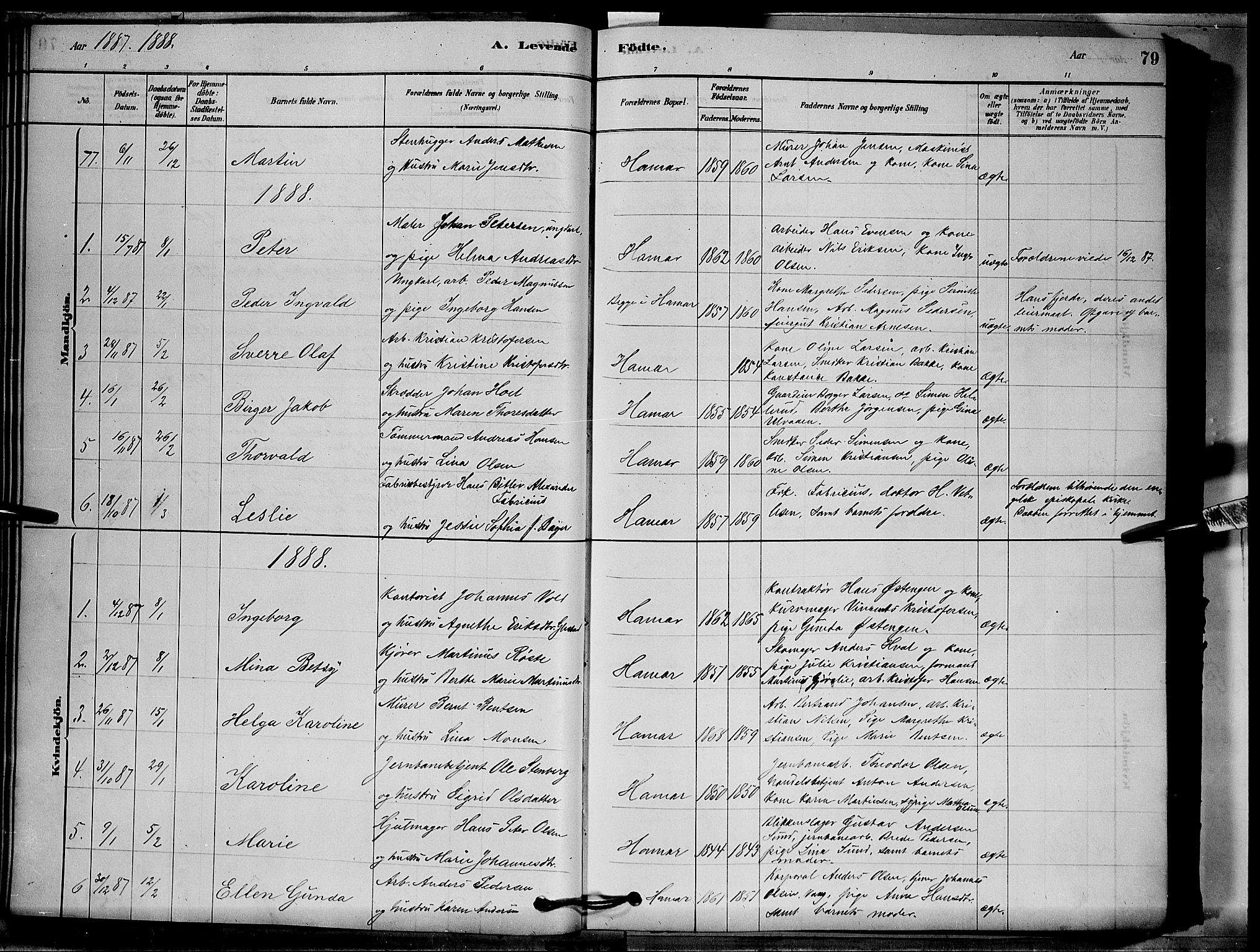Vang prestekontor, Hedmark, SAH/PREST-008/H/Ha/Hab/L0012: Parish register (copy) no. 12, 1878-1889, p. 79
