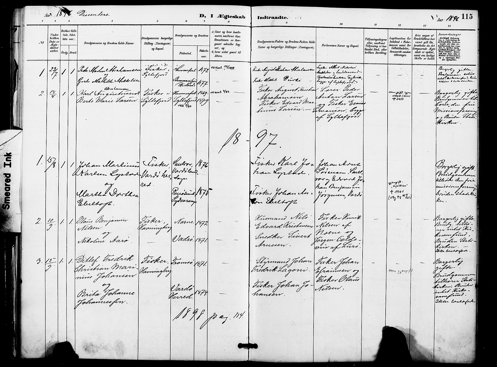 Vardø sokneprestkontor, SATØ/S-1332/H/Ha/L0009kirke: Parish register (official) no. 9, 1887-1898, p. 115