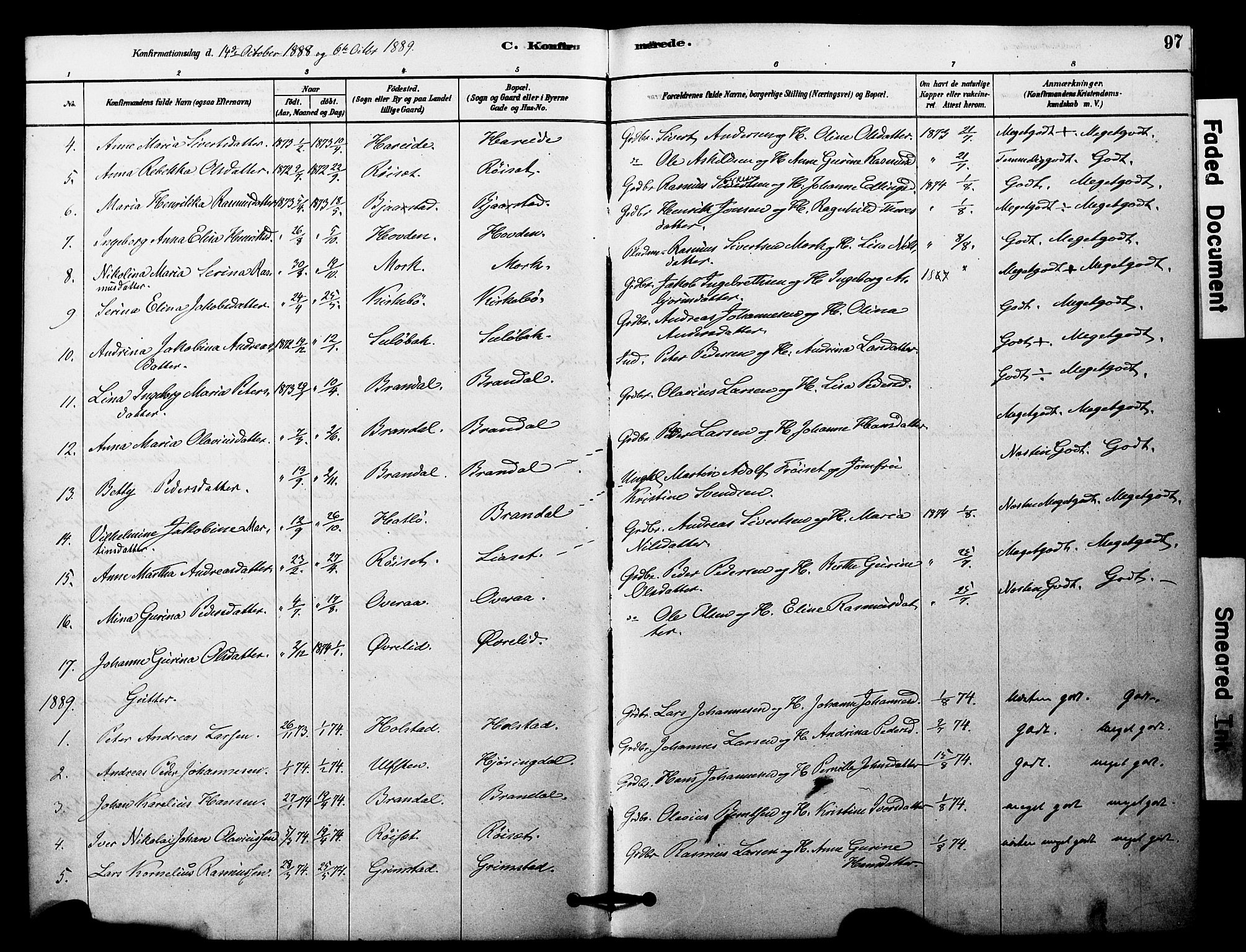 Ministerialprotokoller, klokkerbøker og fødselsregistre - Møre og Romsdal, SAT/A-1454/510/L0122: Parish register (official) no. 510A02, 1878-1897, p. 97