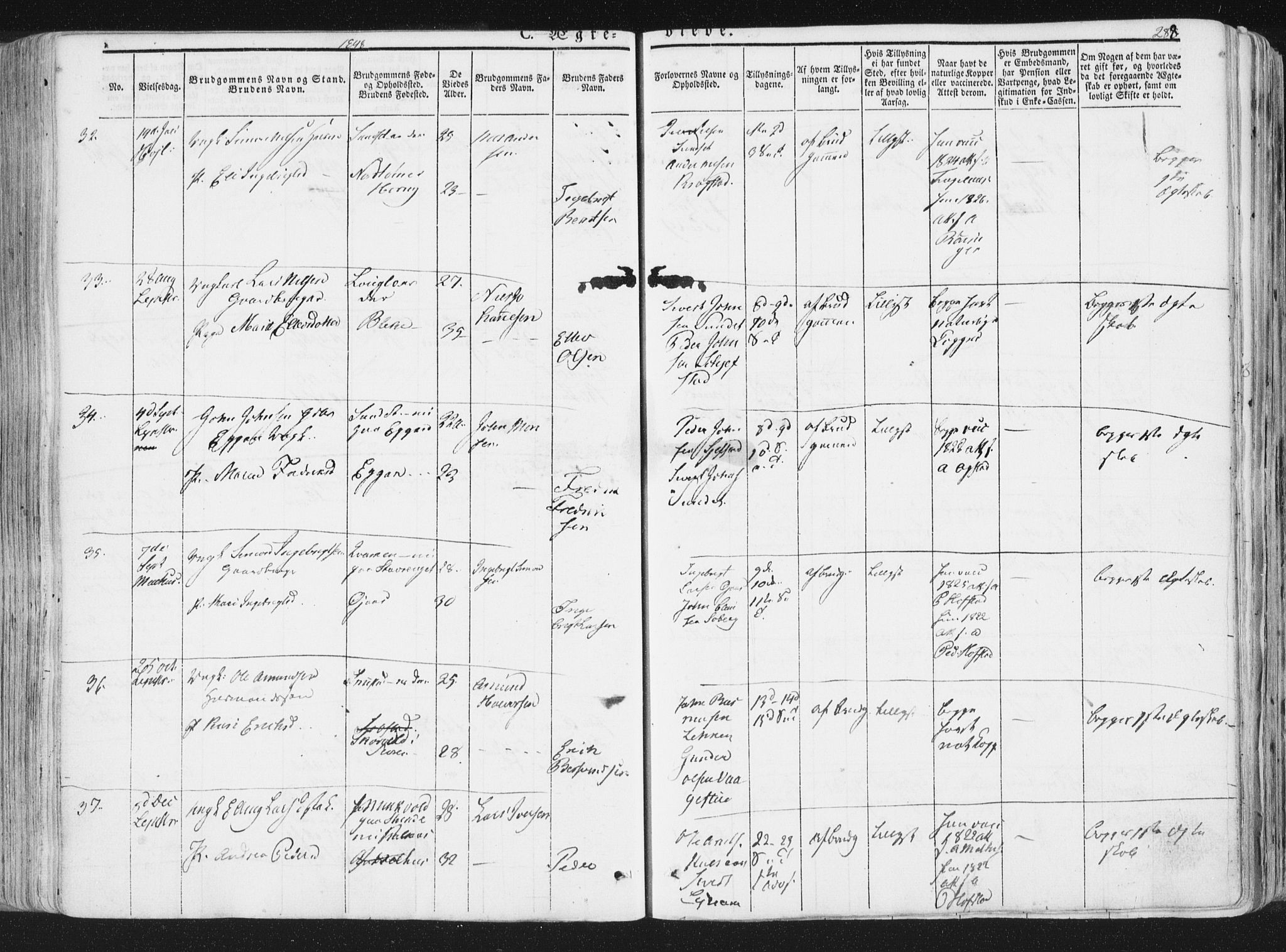 Ministerialprotokoller, klokkerbøker og fødselsregistre - Sør-Trøndelag, SAT/A-1456/691/L1074: Parish register (official) no. 691A06, 1842-1852, p. 288
