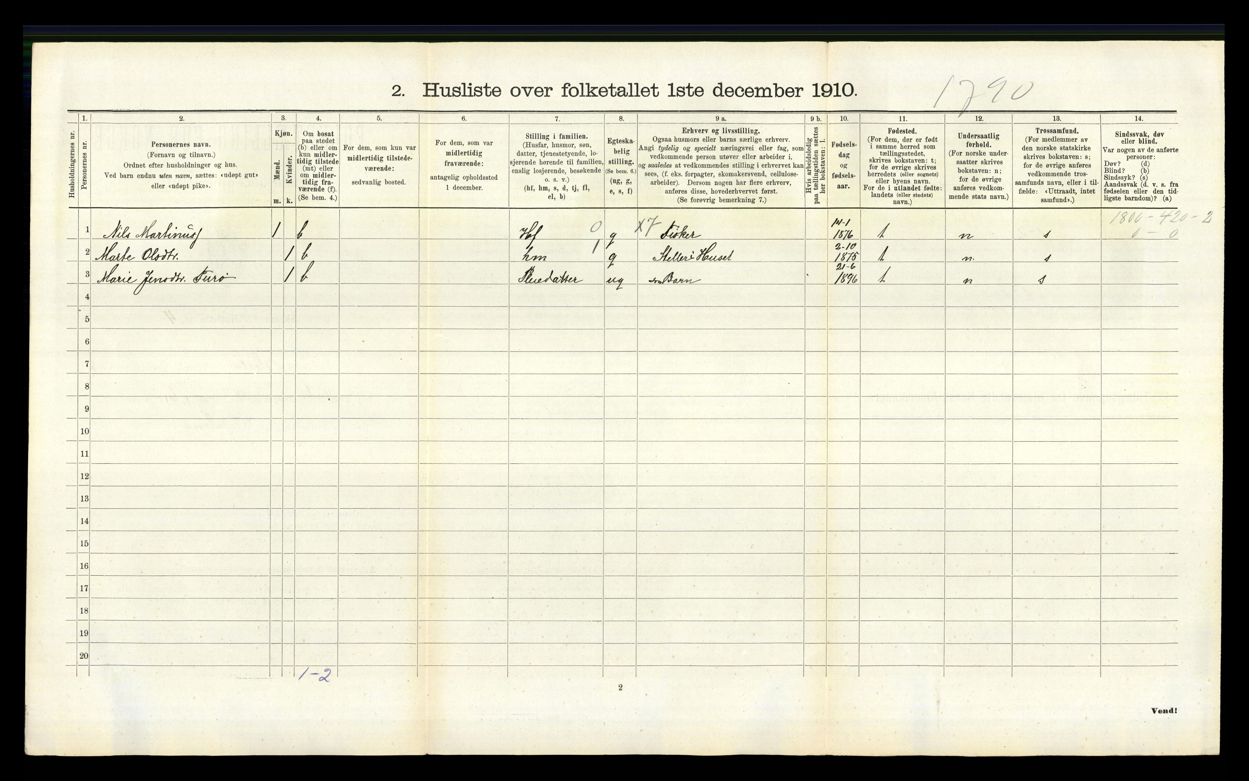 RA, 1910 census for Herdla, 1910, p. 839