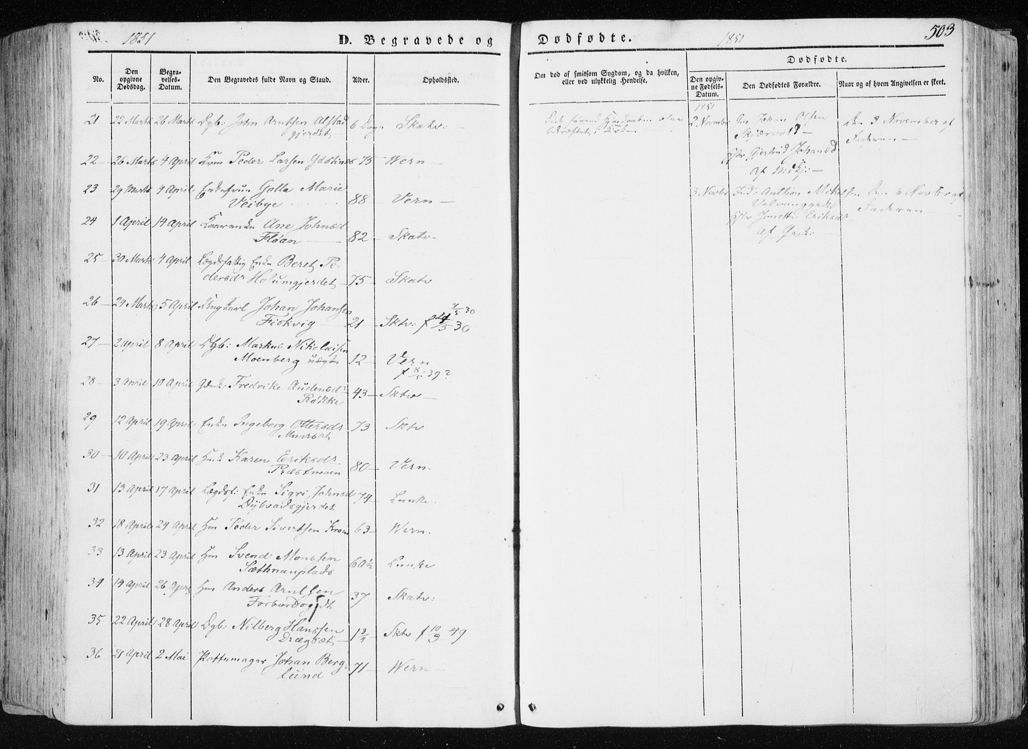 Ministerialprotokoller, klokkerbøker og fødselsregistre - Nord-Trøndelag, SAT/A-1458/709/L0074: Parish register (official) no. 709A14, 1845-1858, p. 503