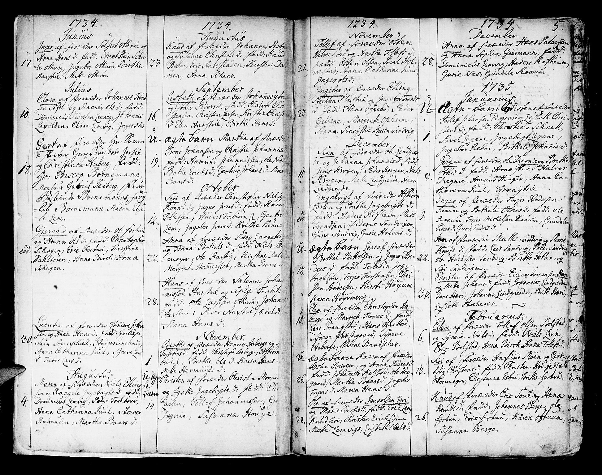 Luster sokneprestembete, AV/SAB-A-81101/H/Haa/Haaa/L0001: Parish register (official) no. A 1, 1731-1803, p. 5