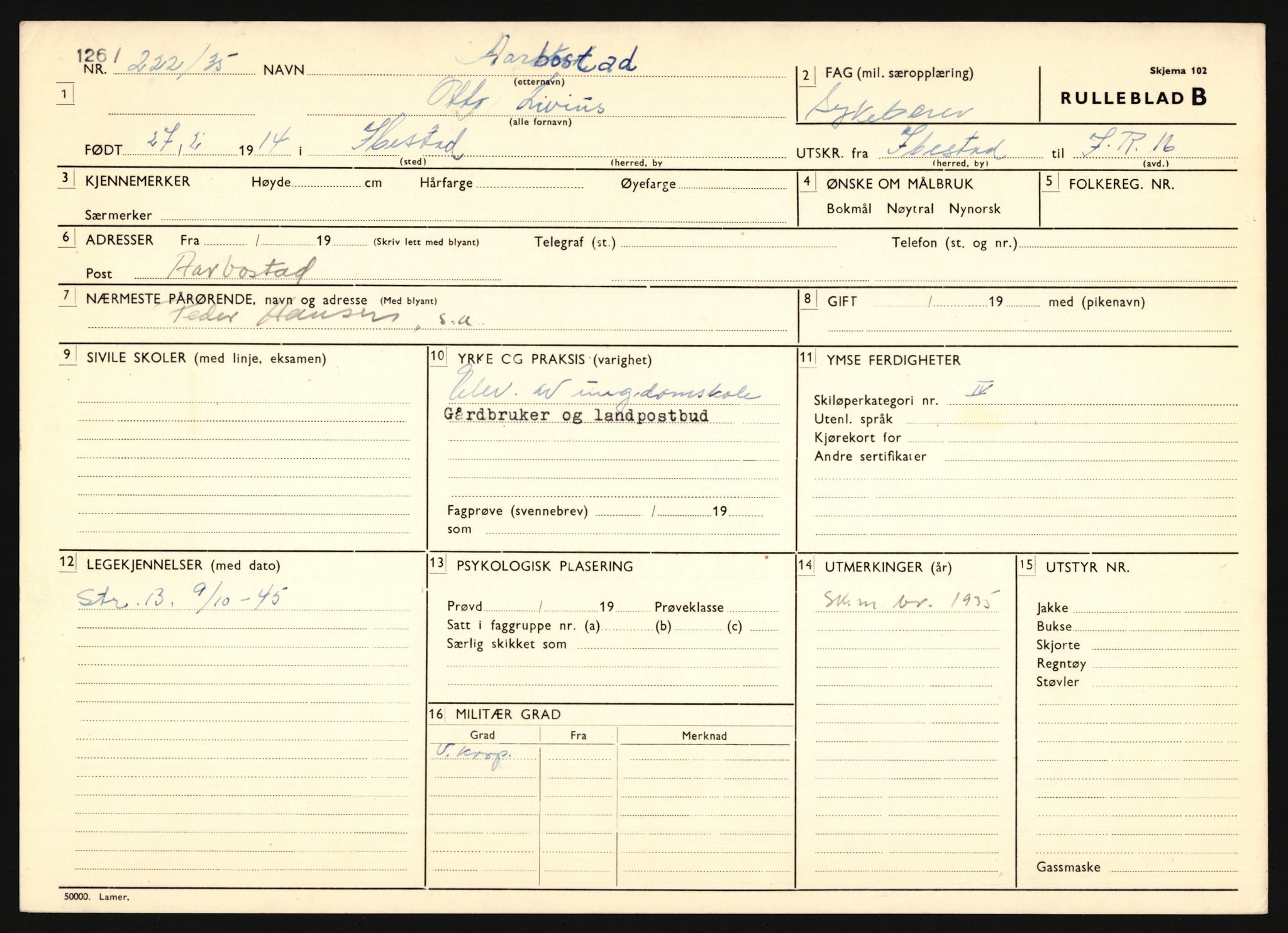 Forsvaret, Troms infanteriregiment nr. 16, AV/RA-RAFA-3146/P/Pa/L0019: Rulleblad for regimentets menige mannskaper, årsklasse 1935, 1935, p. 1299