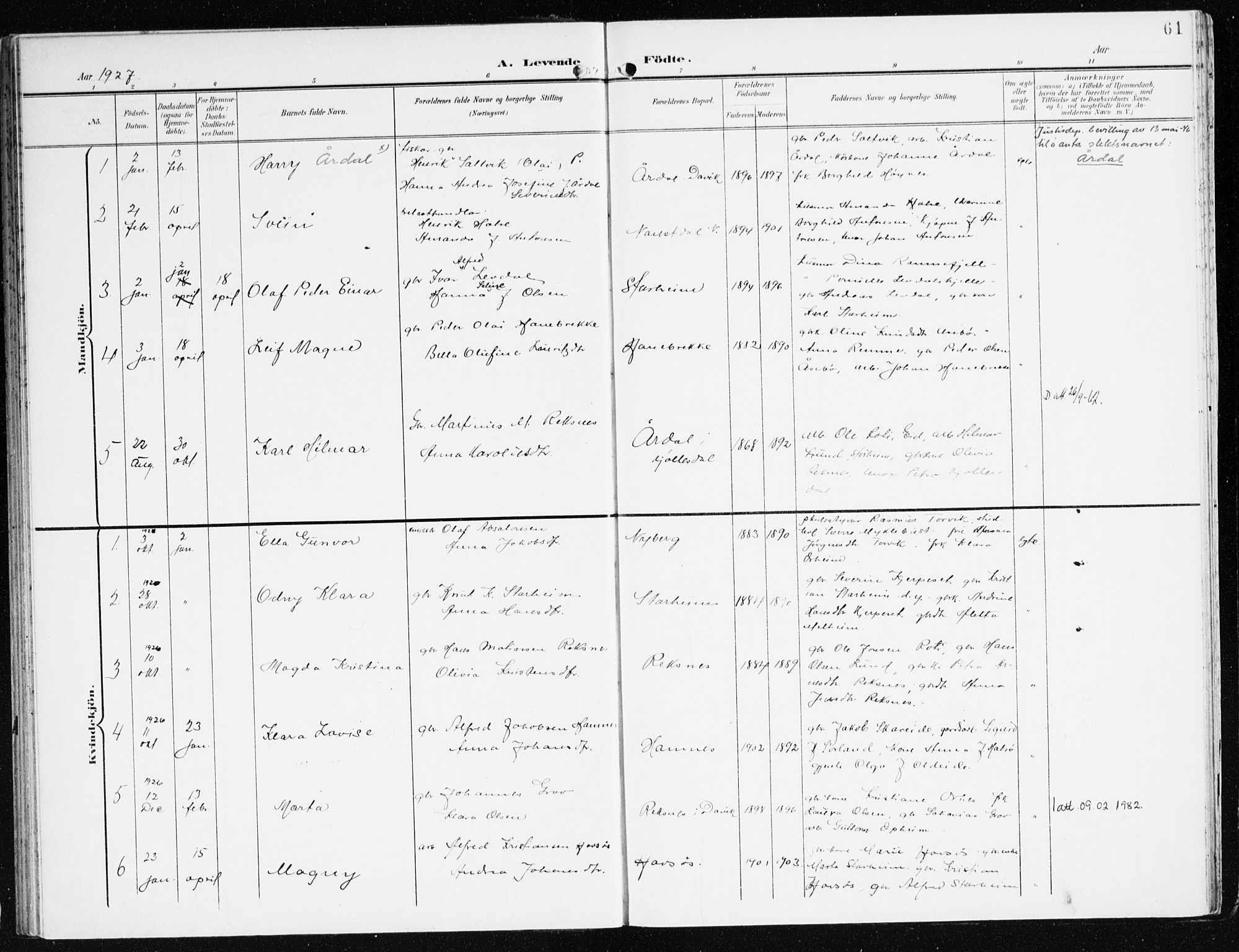 Eid sokneprestembete, SAB/A-82301/H/Haa/Haac/L0002: Parish register (official) no. C 2, 1899-1927, p. 61