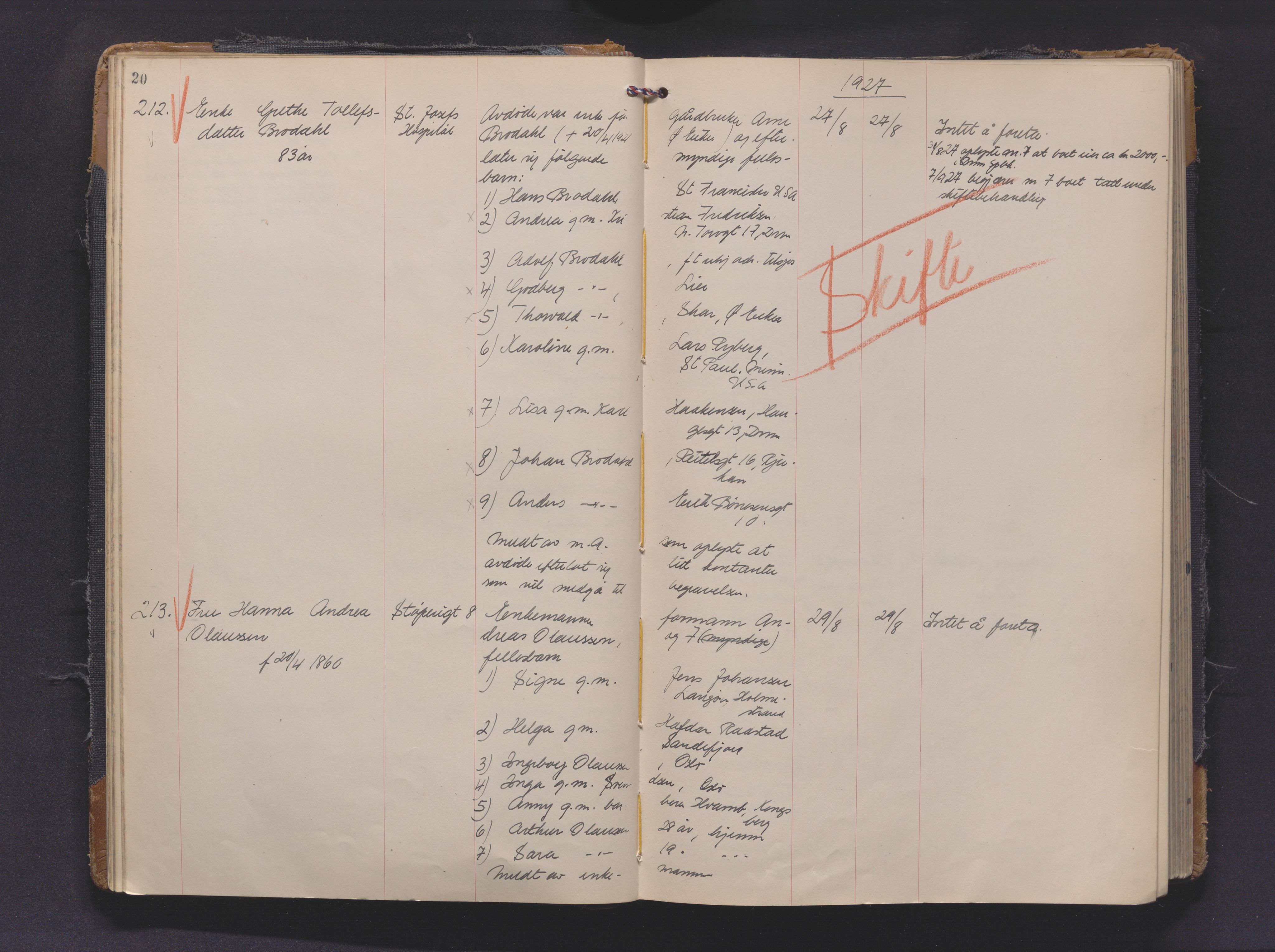 Drammen byfogd, AV/SAKO-A-222/H/Ha/Haa/L0016: Dødsjournal., 1927-1930, p. 20