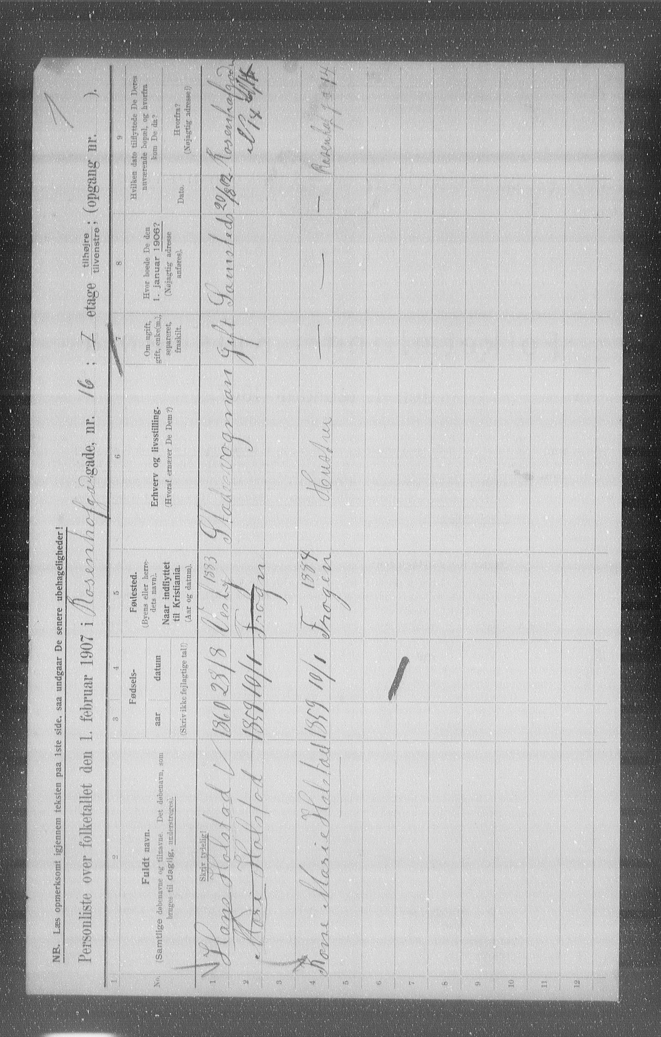 OBA, Municipal Census 1907 for Kristiania, 1907, p. 42734