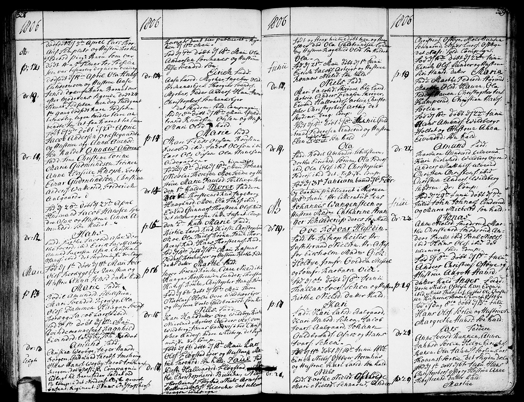 Sørum prestekontor Kirkebøker, AV/SAO-A-10303/F/Fa/L0002: Parish register (official) no. I 2, 1759-1814, p. 328-329