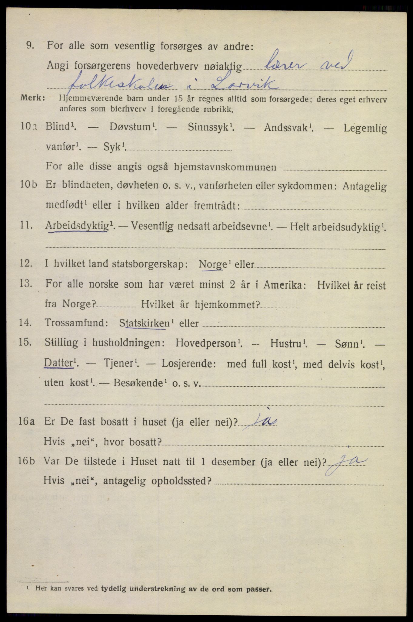 SAKO, 1920 census for Larvik, 1920, p. 13643