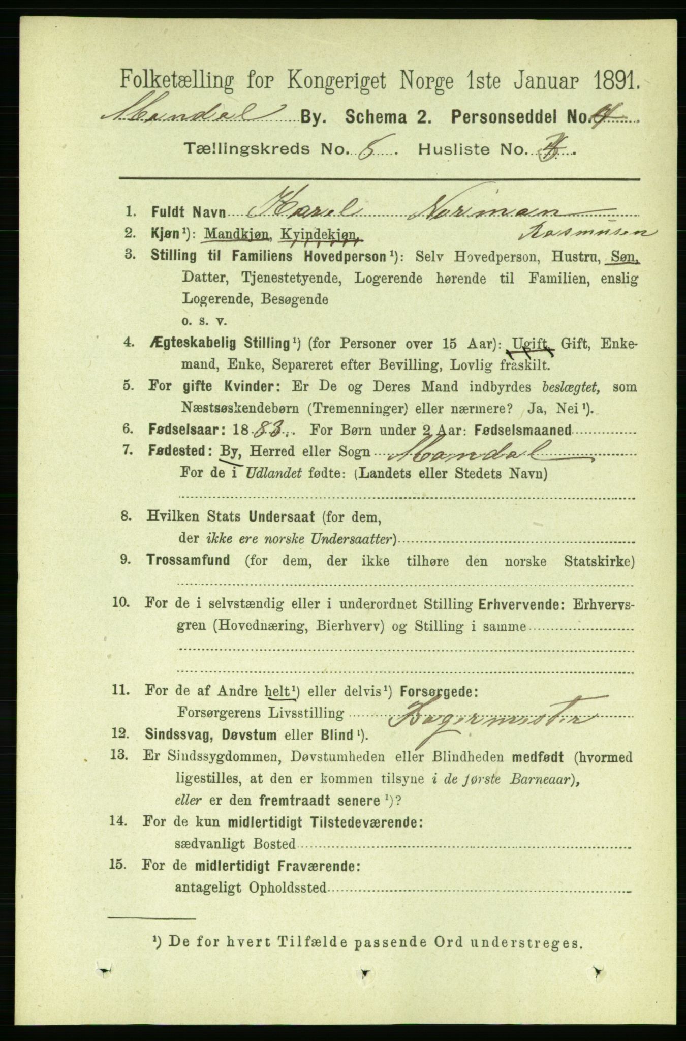 RA, 1891 census for 1002 Mandal, 1891, p. 2364