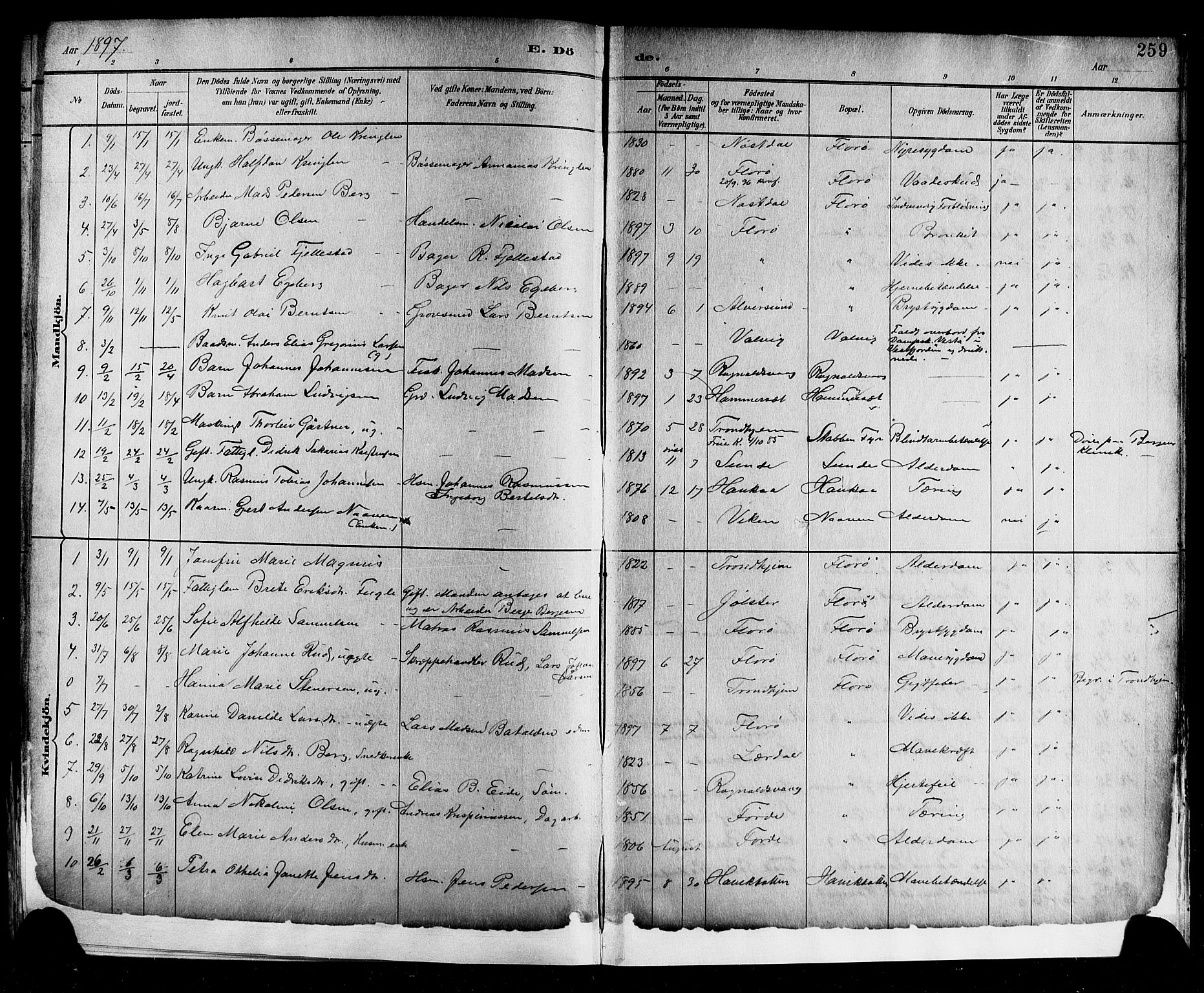 Kinn sokneprestembete, SAB/A-80801/H/Hab/Haba/L0002: Parish register (copy) no. A 2, 1882-1906, p. 259