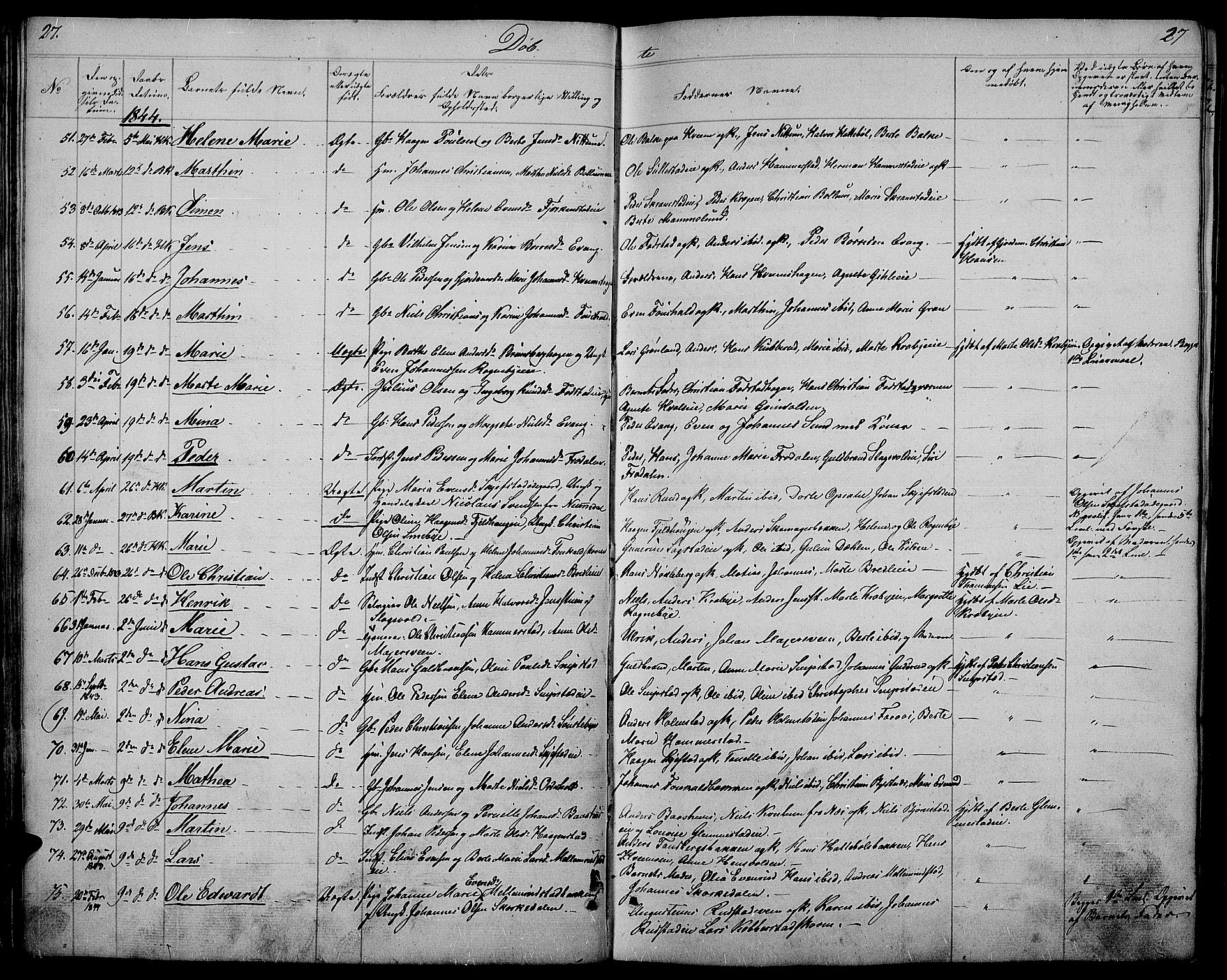 Østre Toten prestekontor, AV/SAH-PREST-104/H/Ha/Hab/L0002: Parish register (copy) no. 2, 1840-1847, p. 27