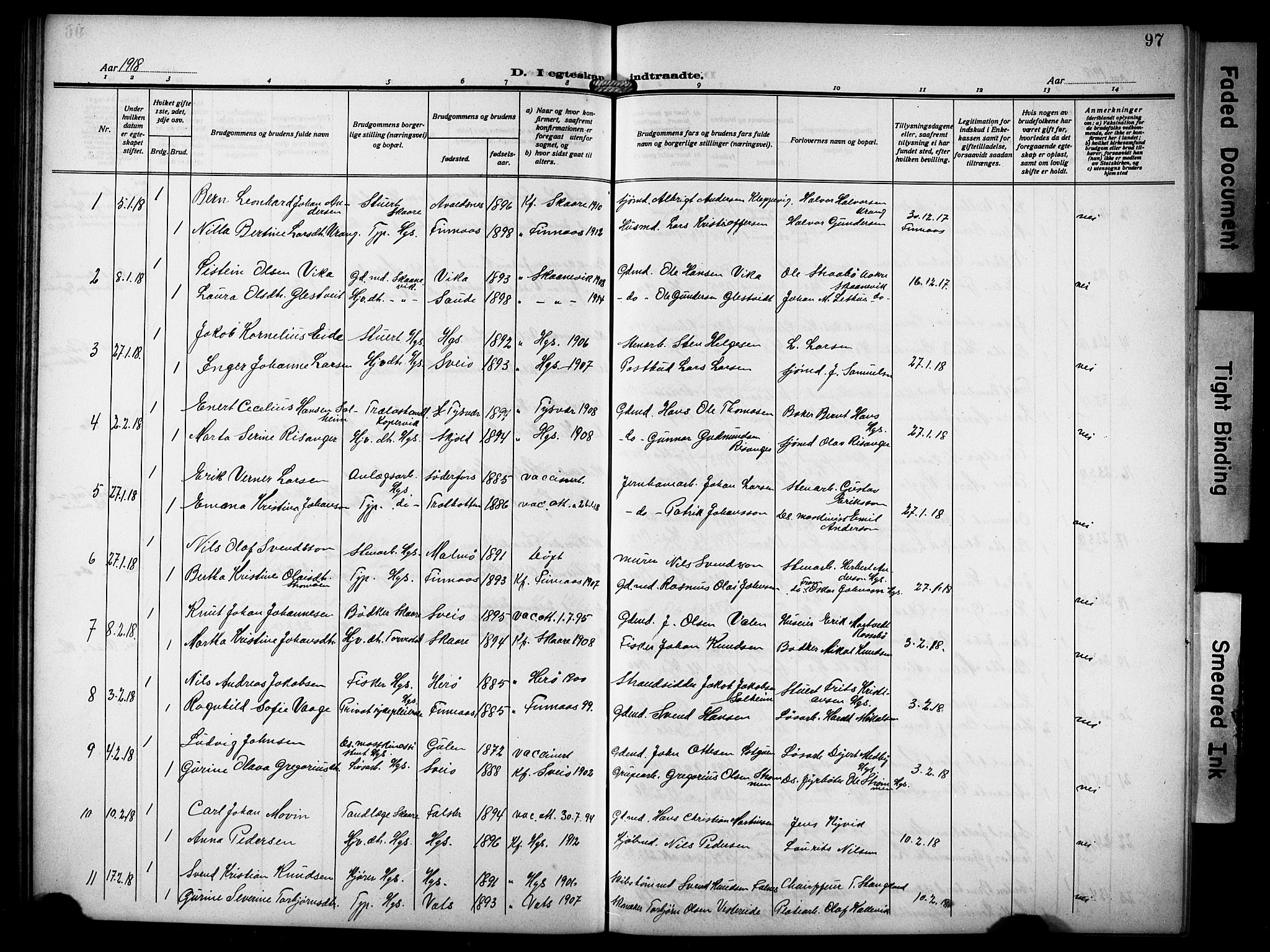 Haugesund sokneprestkontor, AV/SAST-A -101863/H/Ha/Hab/L0008: Parish register (copy) no. B 8, 1909-1921, p. 97