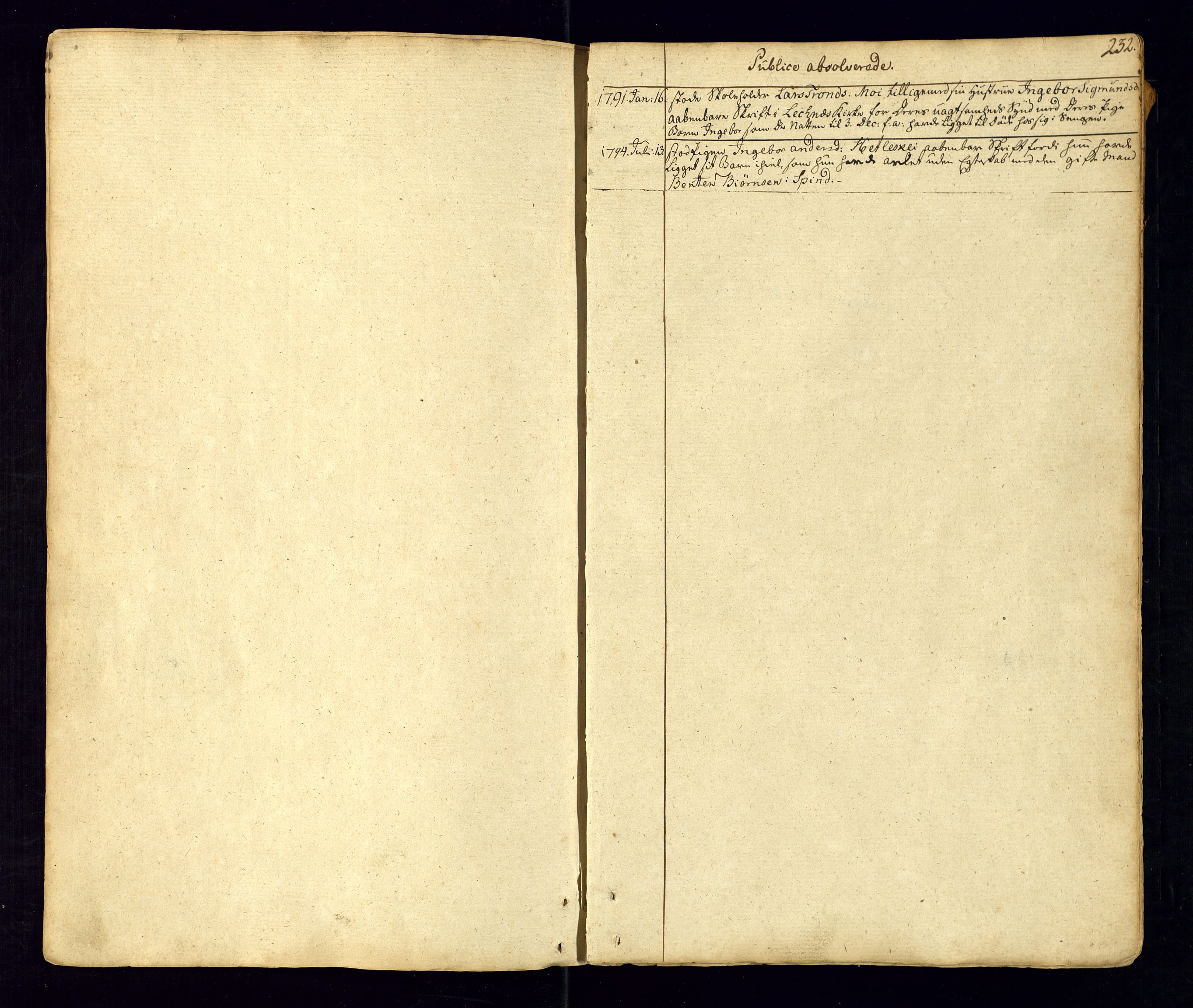 Kvinesdal sokneprestkontor, SAK/1111-0026/F/Fa/Fab/L0002: Parish register (official) no. A 2, 1789-1815, p. 232