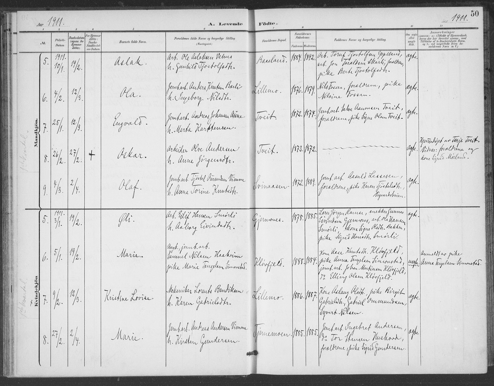 Åmli sokneprestkontor, AV/SAK-1111-0050/F/Fa/Fac/L0012: Parish register (official) no. A 12, 1900-1914, p. 50