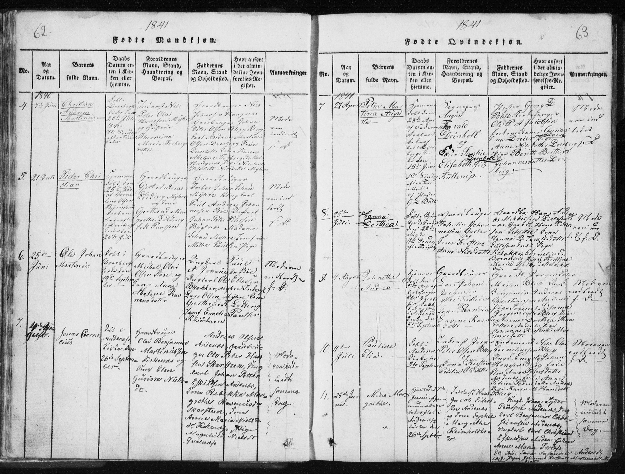 Ministerialprotokoller, klokkerbøker og fødselsregistre - Nordland, AV/SAT-A-1459/897/L1411: Parish register (copy) no. 897C01, 1820-1866, p. 62-63