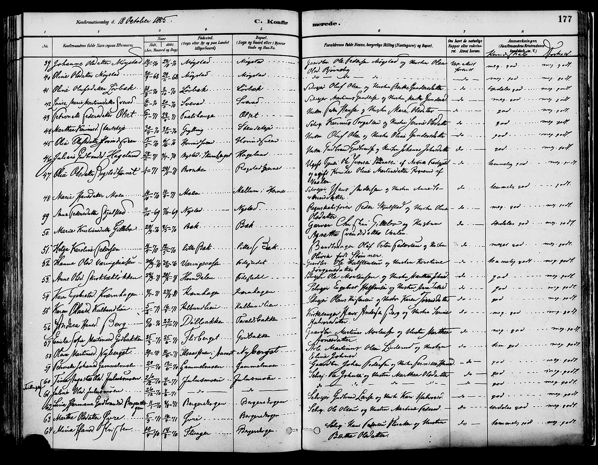 Elverum prestekontor, SAH/PREST-044/H/Ha/Haa/L0013: Parish register (official) no. 13, 1880-1890, p. 177