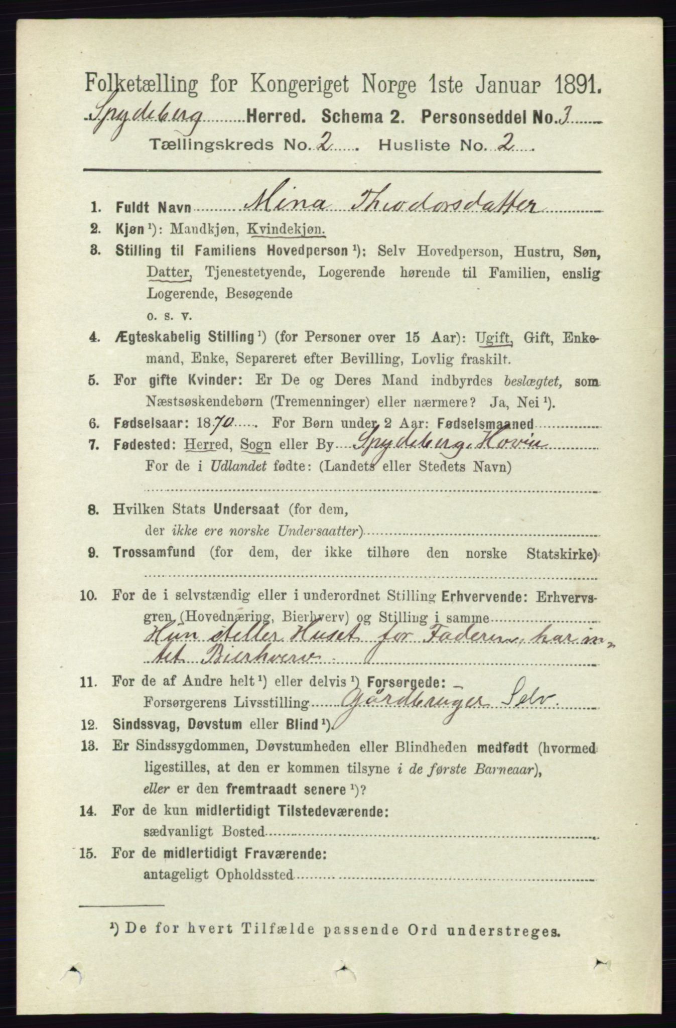 RA, 1891 census for 0123 Spydeberg, 1891, p. 706