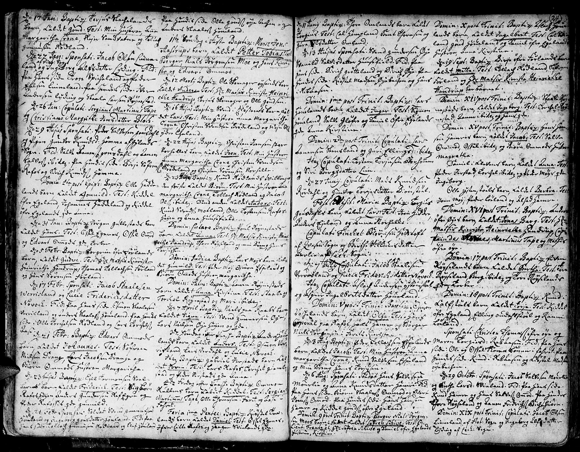 Kvinesdal sokneprestkontor, AV/SAK-1111-0026/F/Fa/Fab/L0001: Parish register (official) no. A 1 /1, 1710-1788, p. 24