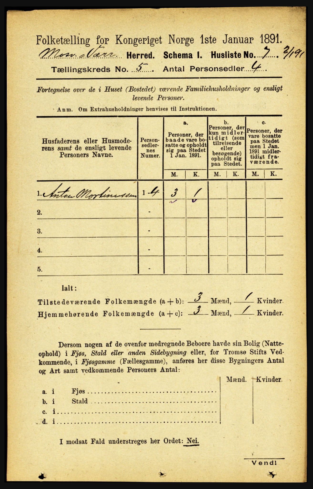 RA, 1891 census for 1723 Mosvik og Verran, 1891, p. 1903