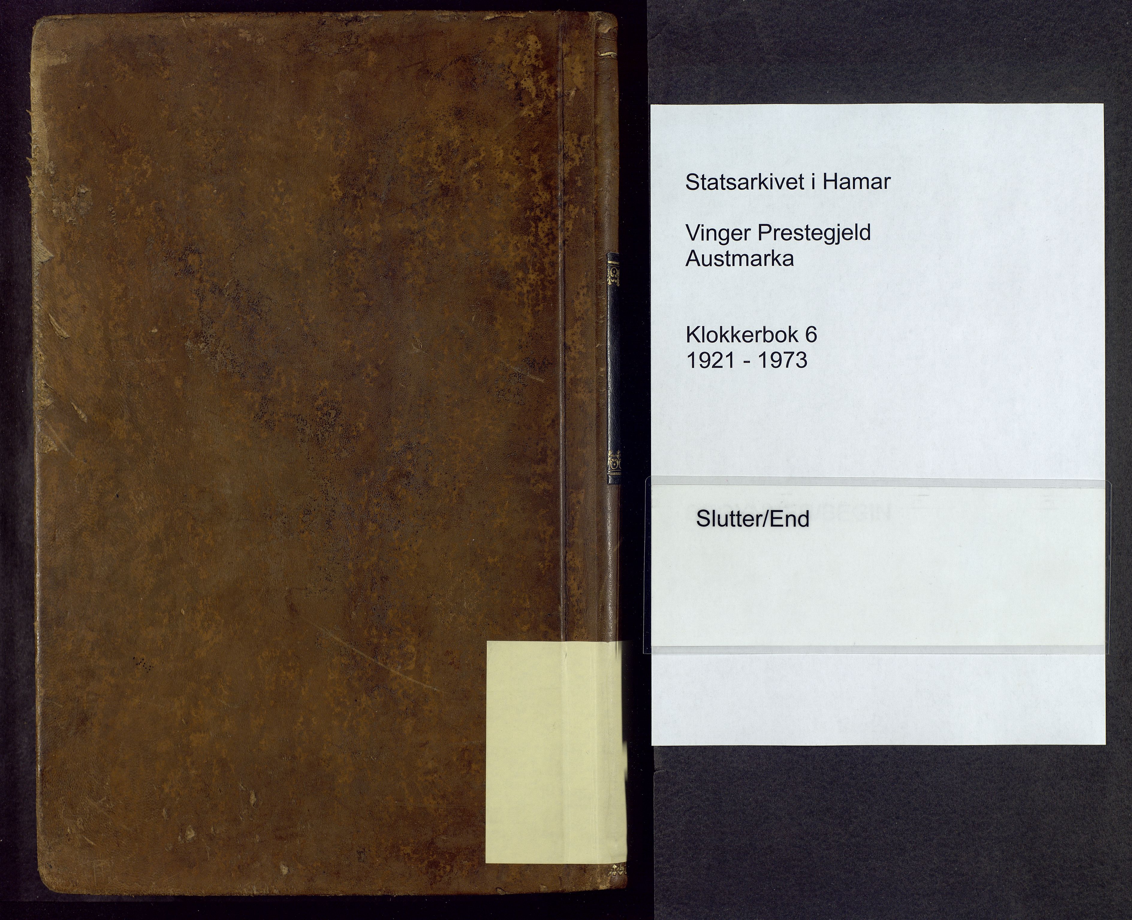 Vinger prestekontor, AV/SAH-PREST-024/H/Ha/Hab/L0006: Parish register (copy) no. 6, 1921-1973