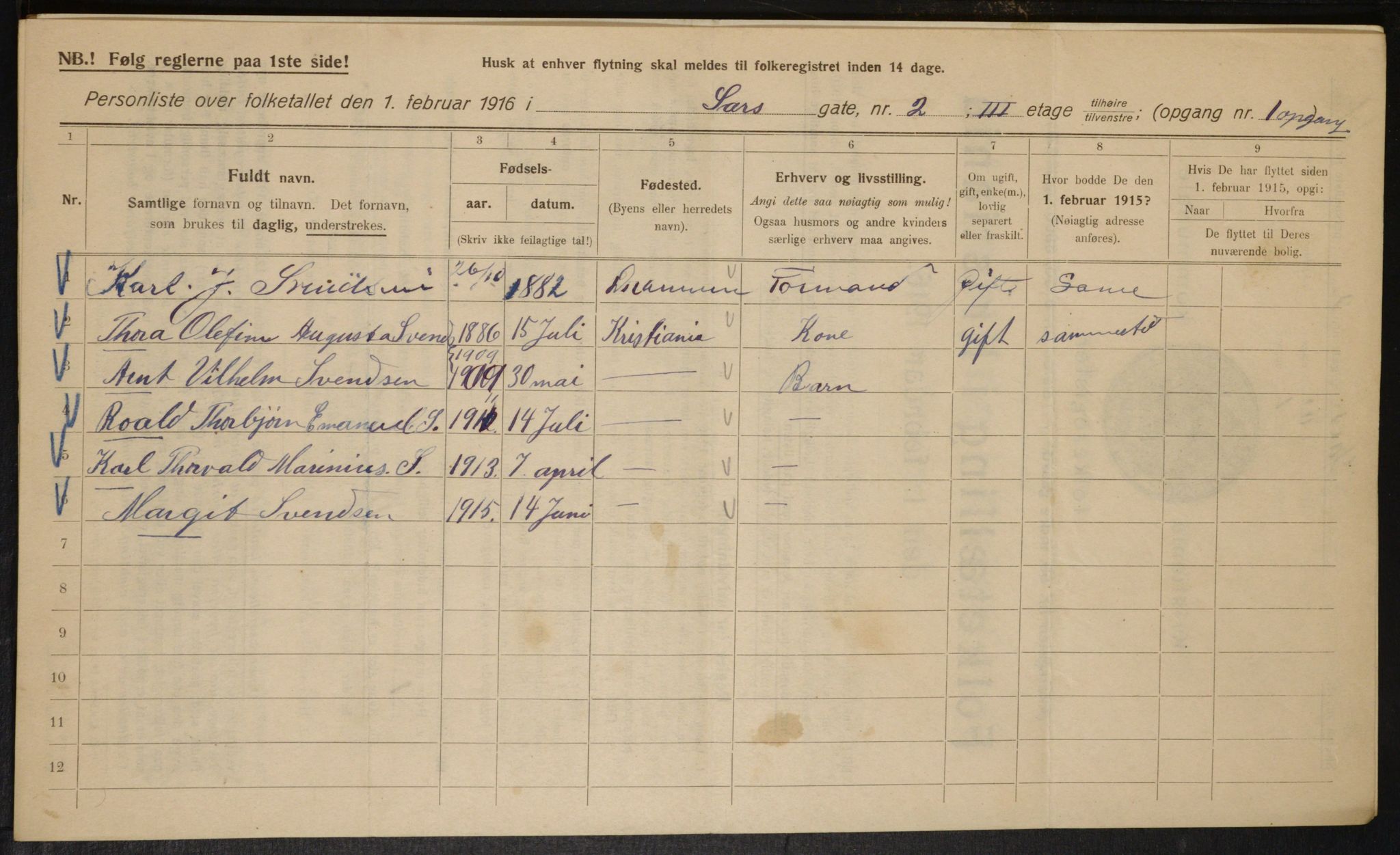 OBA, Municipal Census 1916 for Kristiania, 1916, p. 91418