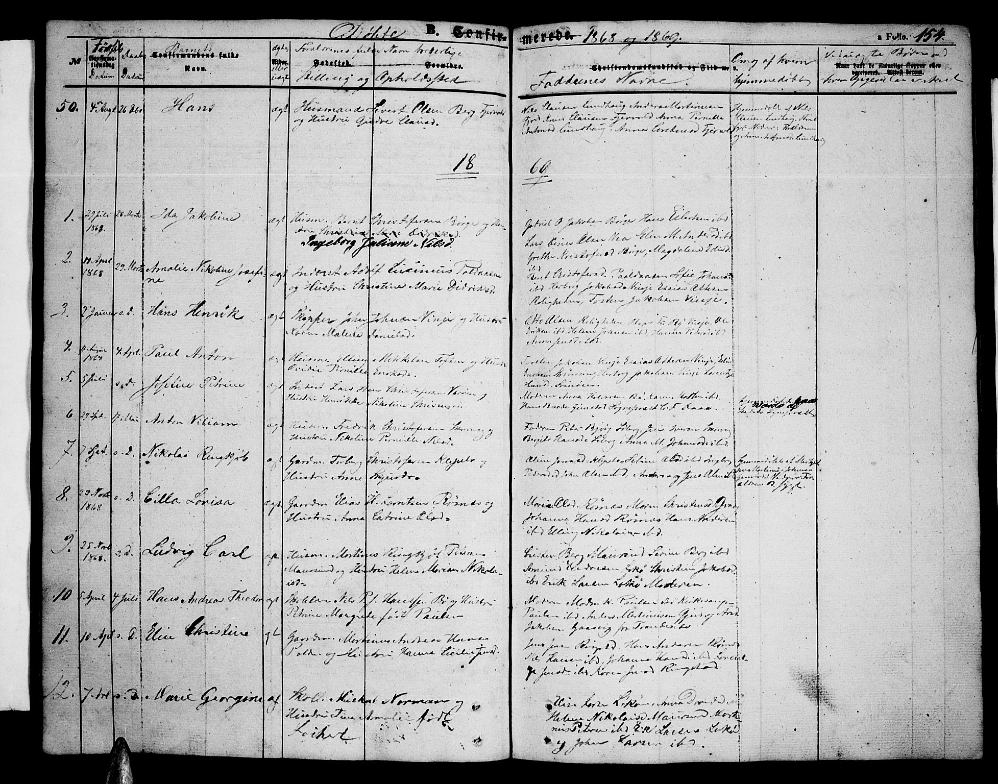 Ministerialprotokoller, klokkerbøker og fødselsregistre - Nordland, SAT/A-1459/891/L1313: Parish register (copy) no. 891C02, 1856-1870, p. 154