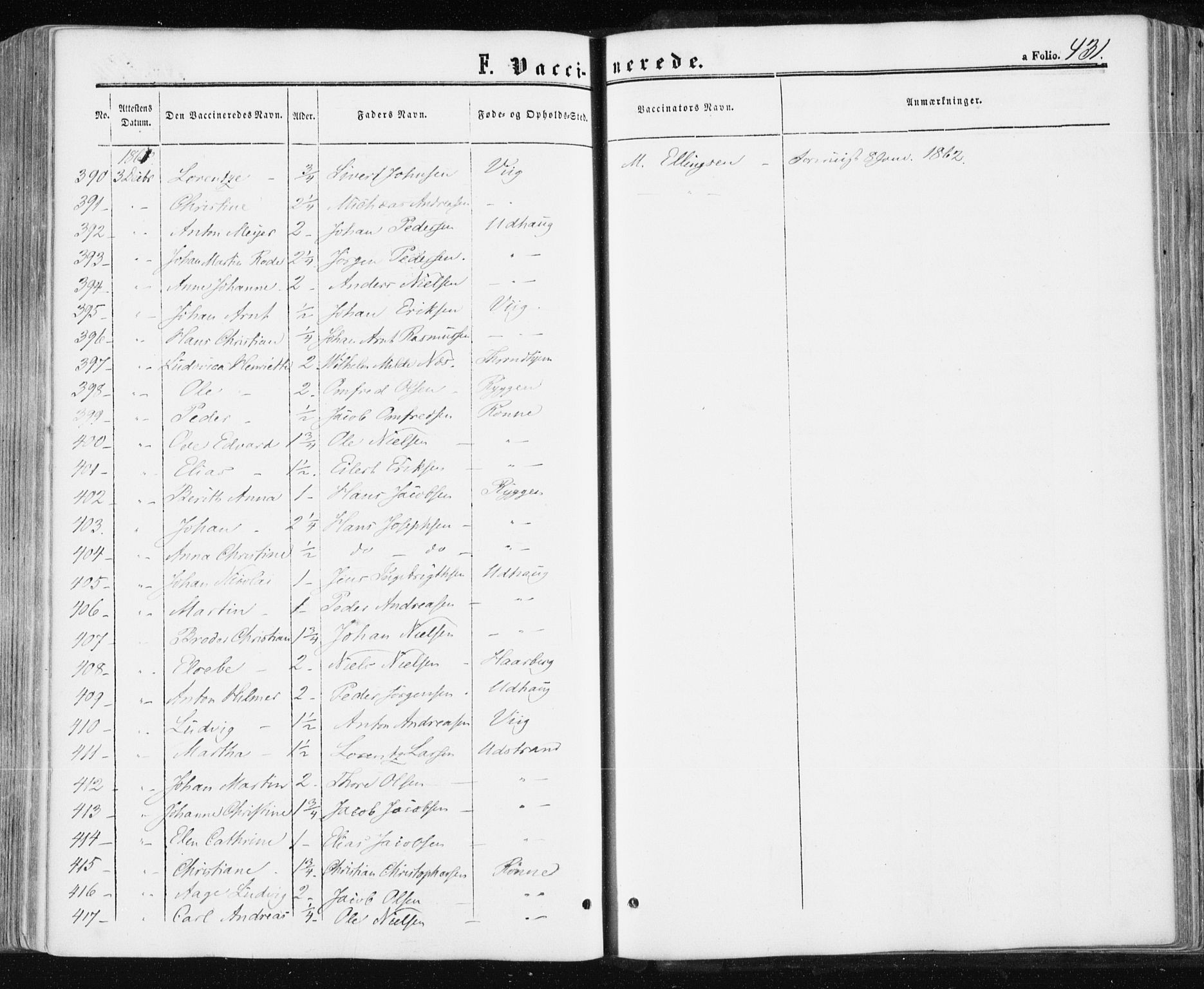 Ministerialprotokoller, klokkerbøker og fødselsregistre - Sør-Trøndelag, SAT/A-1456/659/L0737: Parish register (official) no. 659A07, 1857-1875, p. 431