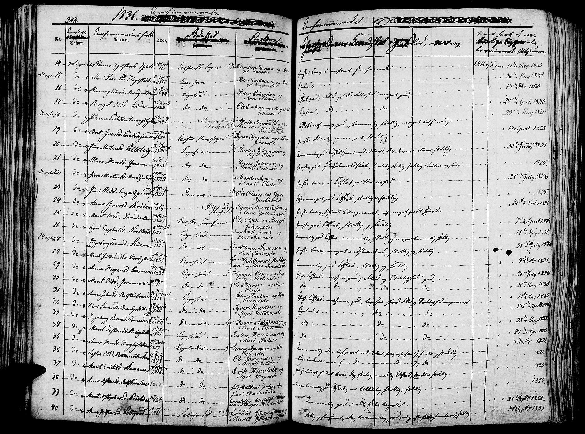Lesja prestekontor, SAH/PREST-068/H/Ha/Haa/L0005: Parish register (official) no. 5, 1830-1842, p. 348