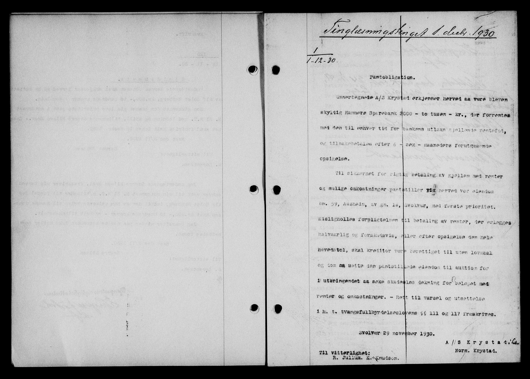 Lofoten sorenskriveri, SAT/A-0017/1/2/2C/L0022b: Mortgage book no. 22b, 1930-1930, Deed date: 01.12.1930