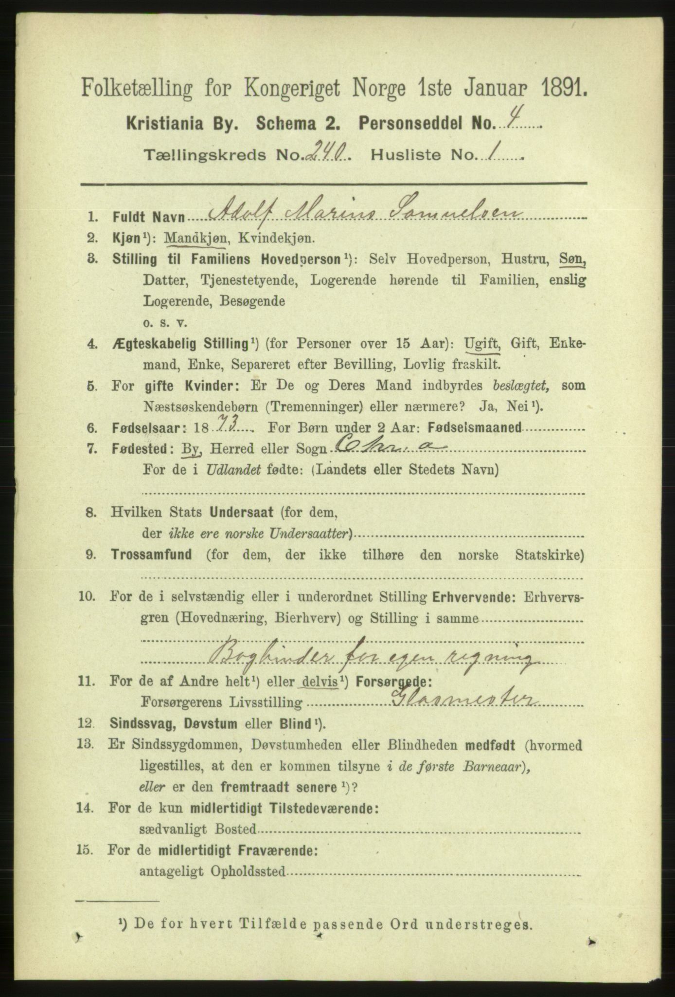 RA, 1891 census for 0301 Kristiania, 1891, p. 145881