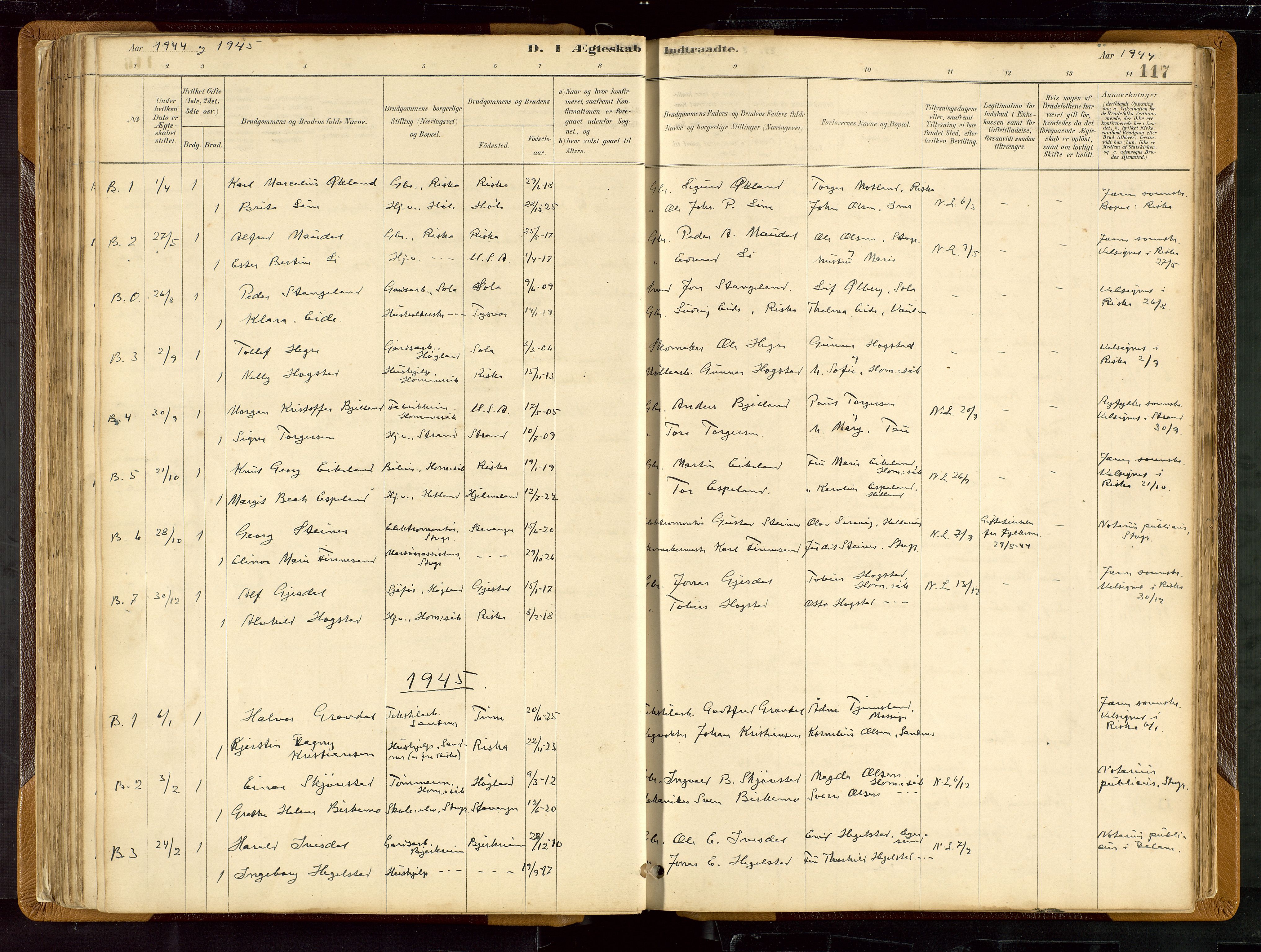 Hetland sokneprestkontor, SAST/A-101826/30/30BB/L0007: Parish register (copy) no. B 7, 1878-1910, p. 117