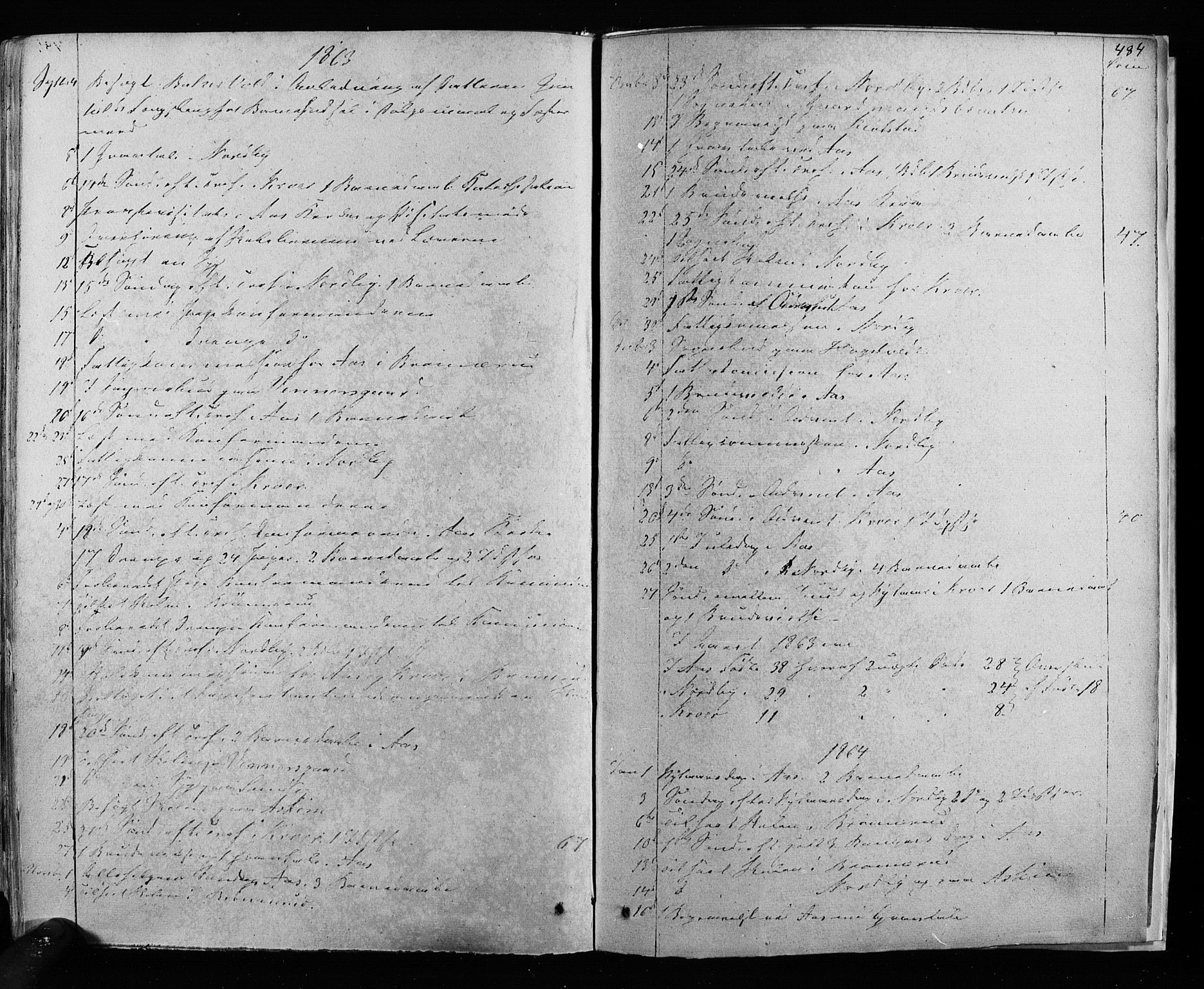 Ås prestekontor Kirkebøker, AV/SAO-A-10894/F/Fa/L0007: Parish register (official) no. I 7, 1854-1870, p. 484