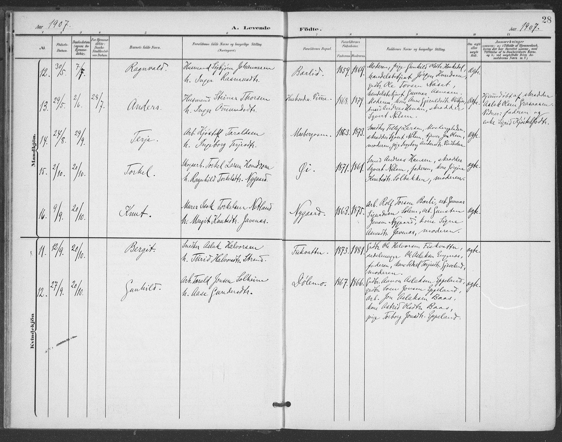 Åmli sokneprestkontor, AV/SAK-1111-0050/F/Fa/Fac/L0012: Parish register (official) no. A 12, 1900-1914, p. 28