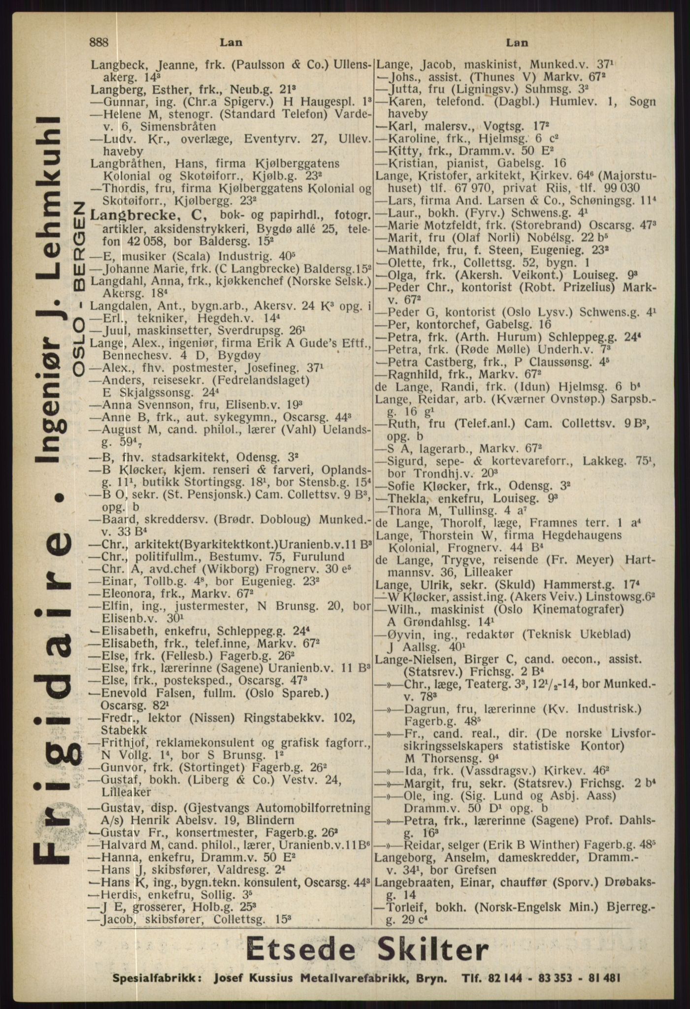 Kristiania/Oslo adressebok, PUBL/-, 1936, p. 888