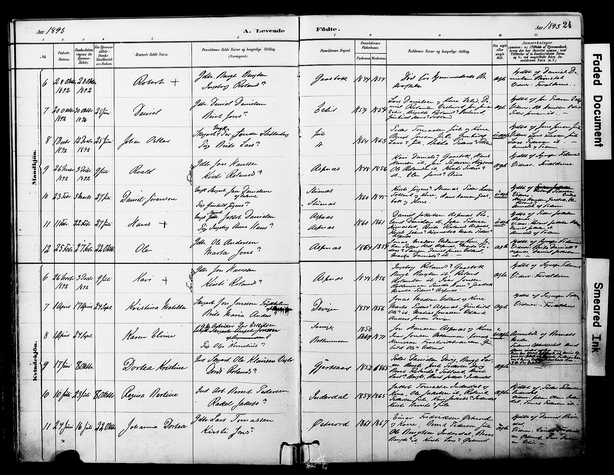 Ministerialprotokoller, klokkerbøker og fødselsregistre - Nord-Trøndelag, SAT/A-1458/757/L0505: Parish register (official) no. 757A01, 1882-1904, p. 24