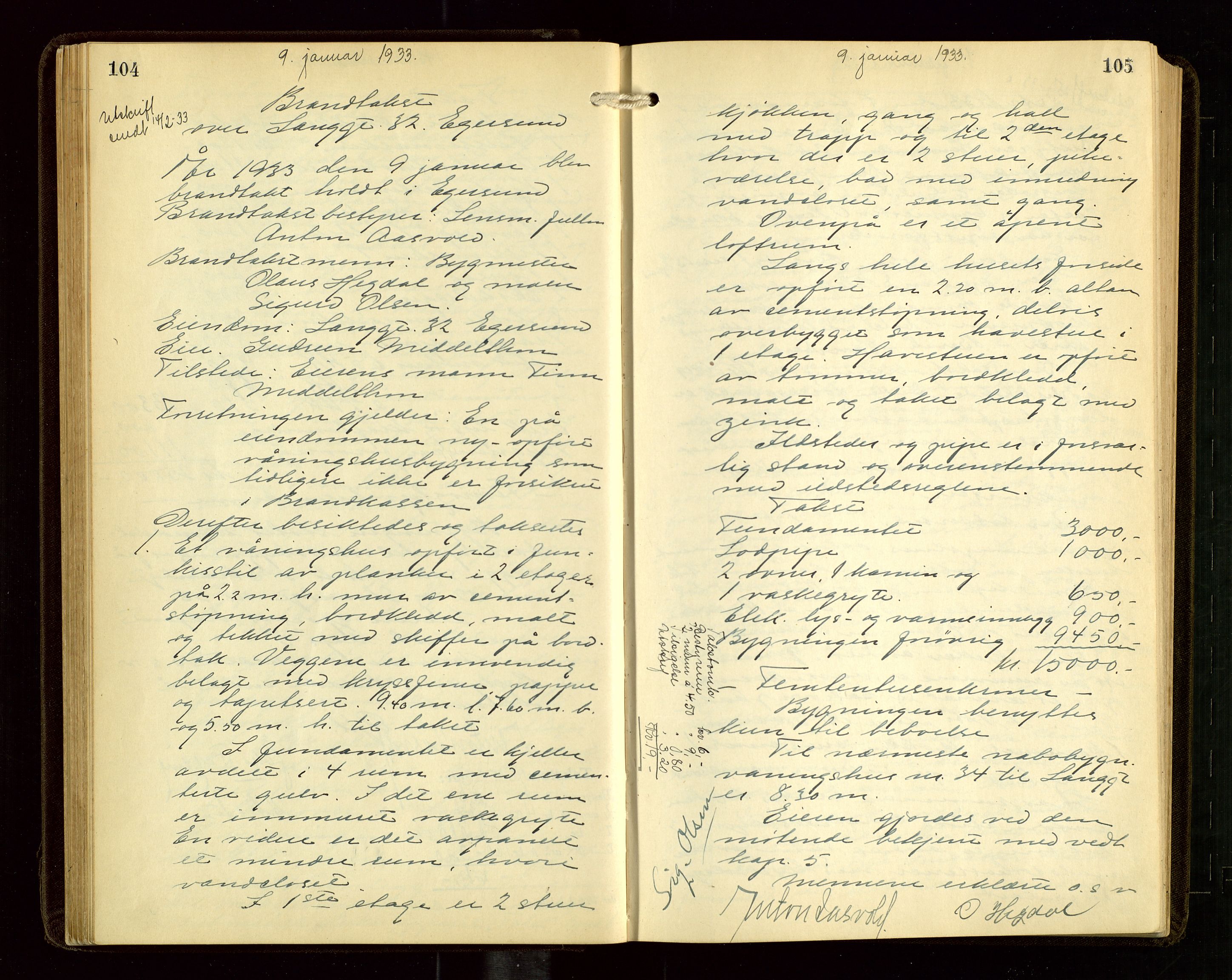 Eigersund lensmannskontor, AV/SAST-A-100171/God/L0011: "Branntakstprotokoll", 1930-1942, p. 104-105