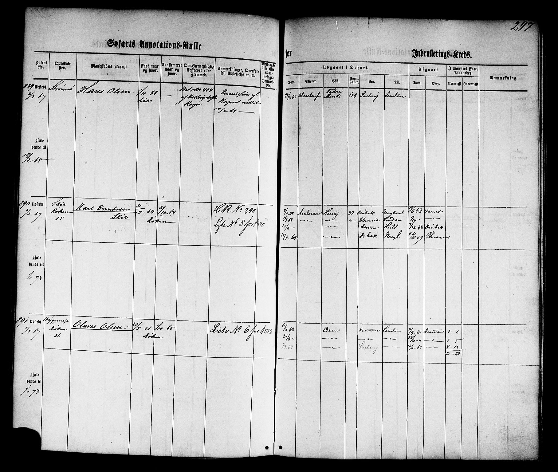 Drammen innrulleringsdistrikt, AV/SAKO-A-781/F/Fb/L0002: Annotasjonsrulle, 1860-1868, p. 309