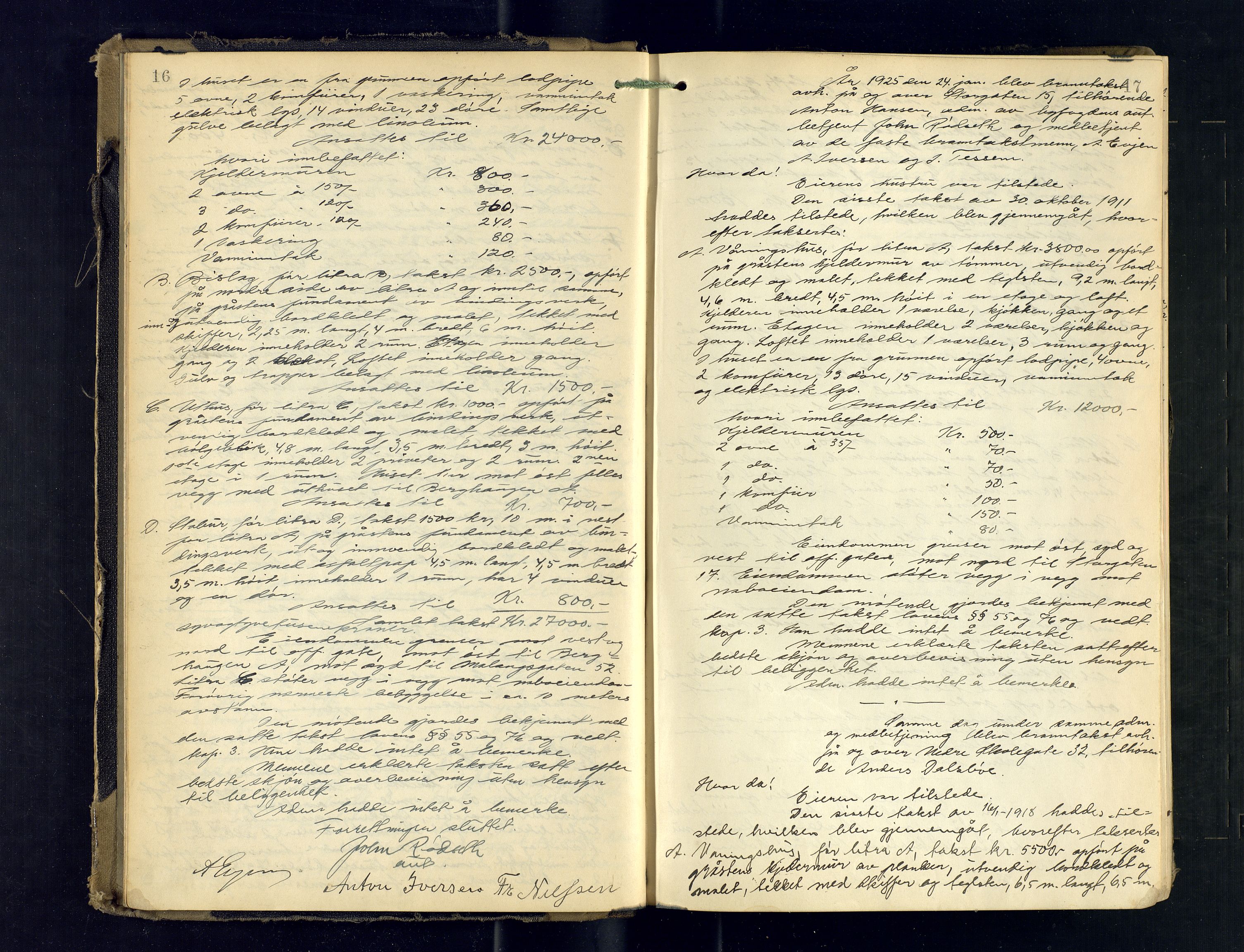 Tromsø byfogd/byrett, AV/SATØ-SATØ-0063/1/Oc/Ocb/Ocba/L0008: Branntakstprotokoll, 1924-1930, p. 16-17
