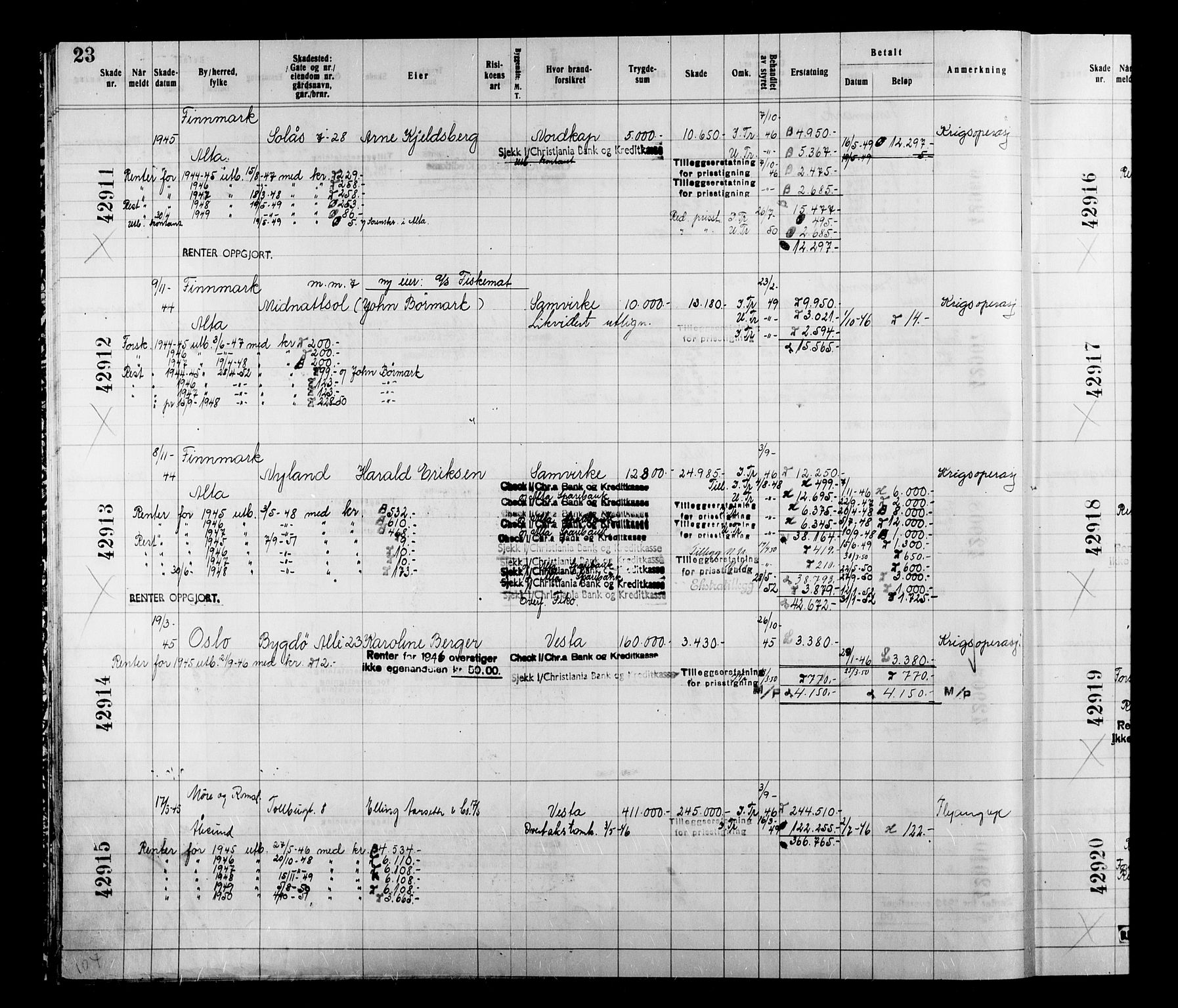 Krigsskadetrygdene for bygninger og løsøre, AV/RA-S-1548/V/L0038: Bygning, branntrygdet., 1940-1945, p. 23