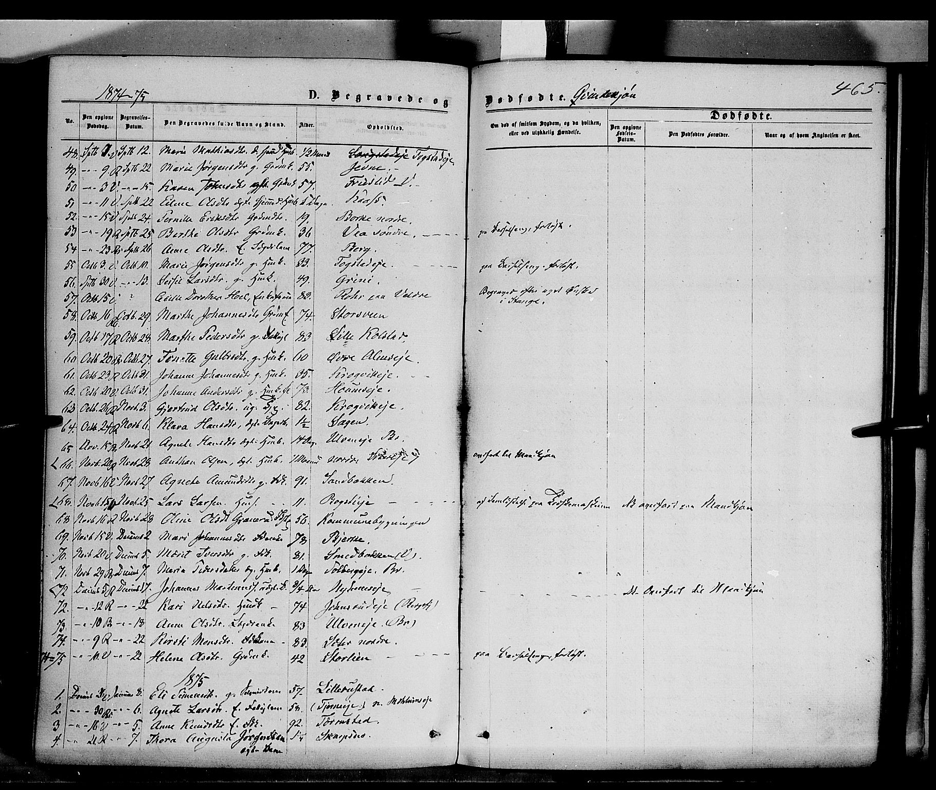 Ringsaker prestekontor, AV/SAH-PREST-014/K/Ka/L0011: Parish register (official) no. 11, 1870-1878, p. 465