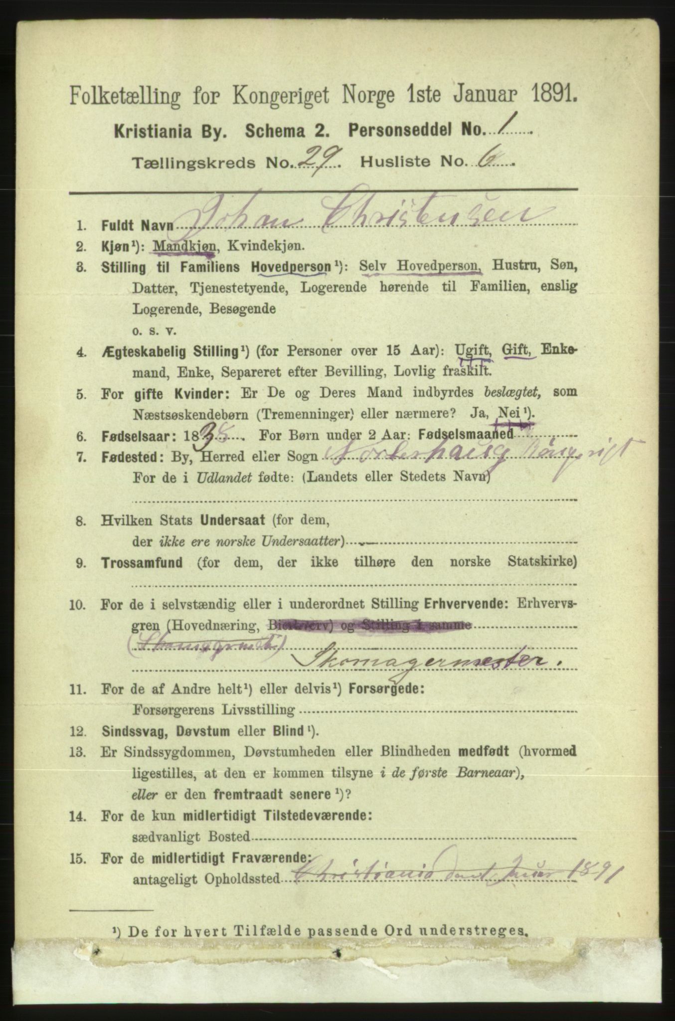 RA, 1891 census for 0301 Kristiania, 1891, p. 15025