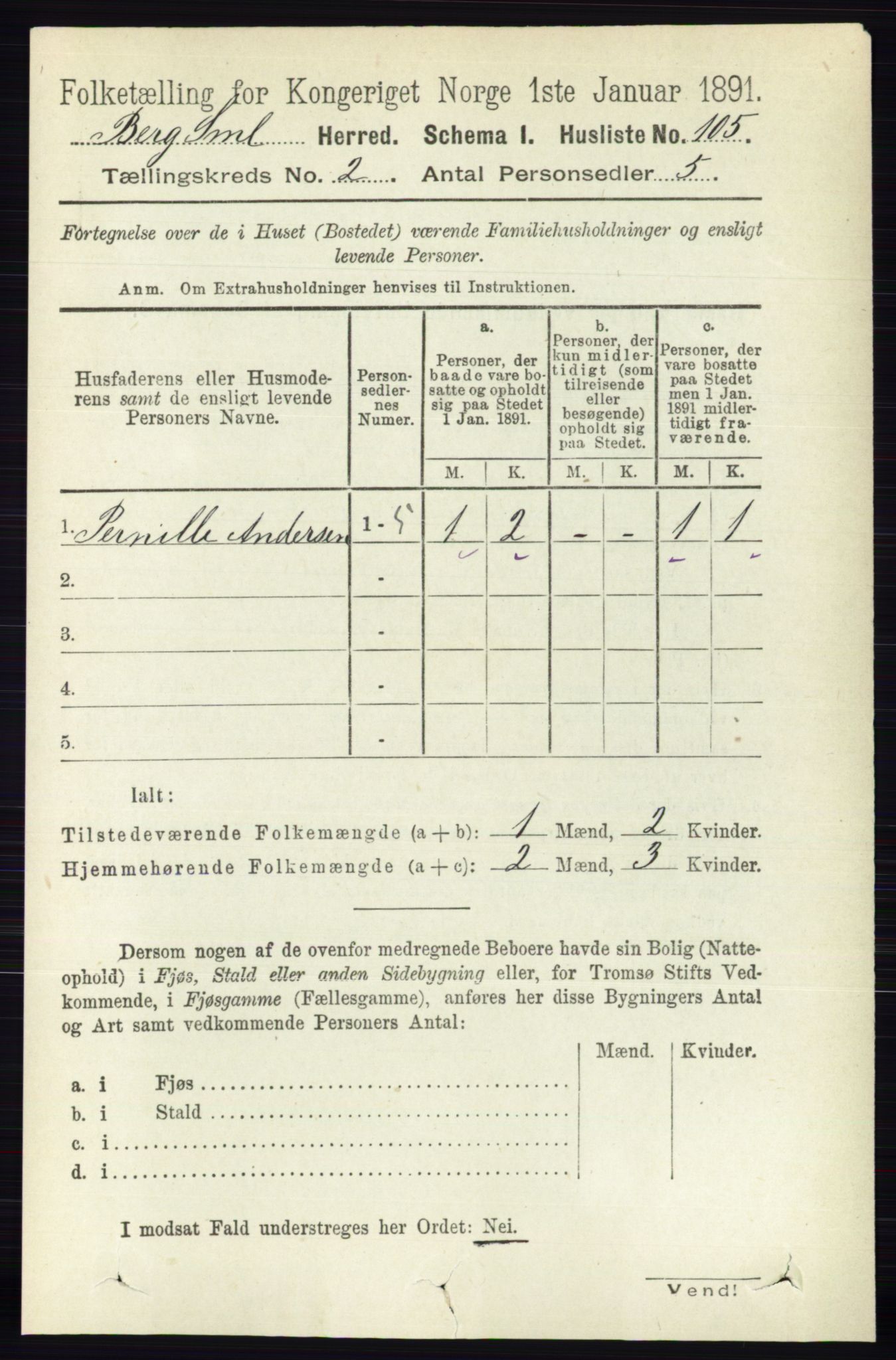 RA, 1891 census for 0116 Berg, 1891, p. 956