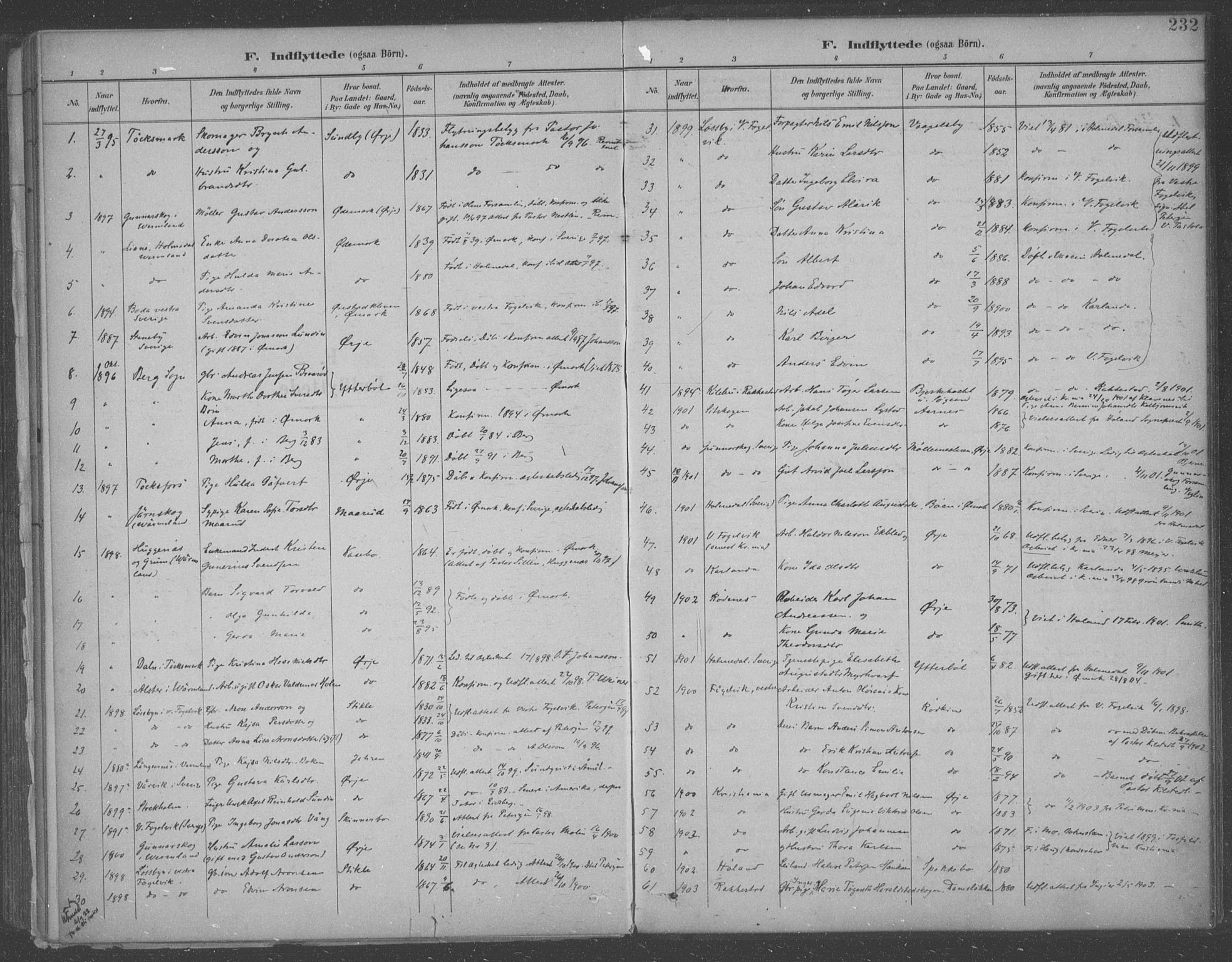 Aremark prestekontor Kirkebøker, SAO/A-10899/F/Fb/L0005: Parish register (official) no. II 5, 1895-1919, p. 232