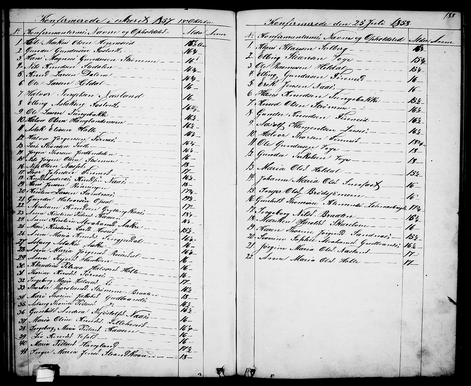Drangedal kirkebøker, SAKO/A-258/G/Ga/L0002: Parish register (copy) no. I 2, 1856-1887, p. 188