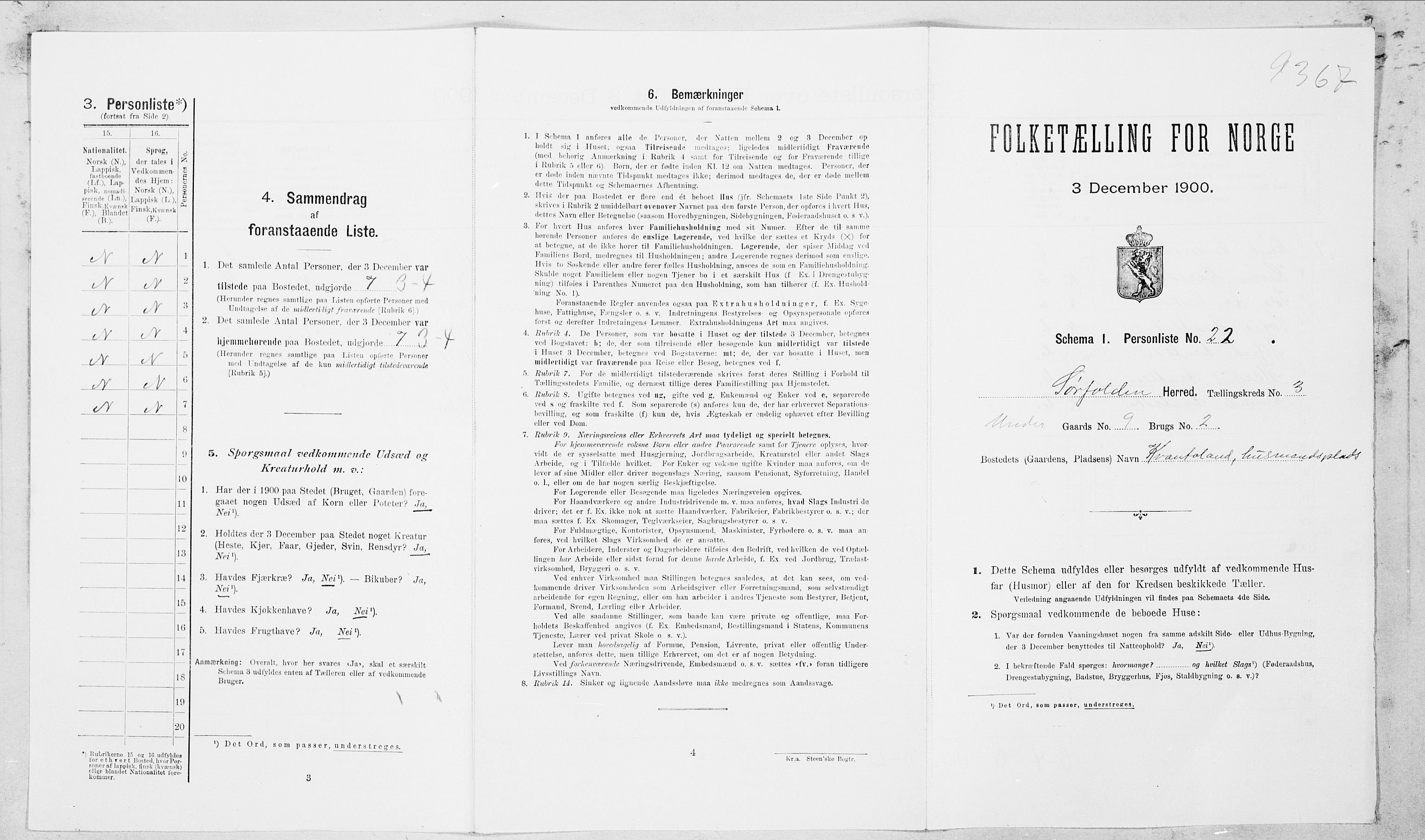 SAT, 1900 census for Sørfold, 1900, p. 152