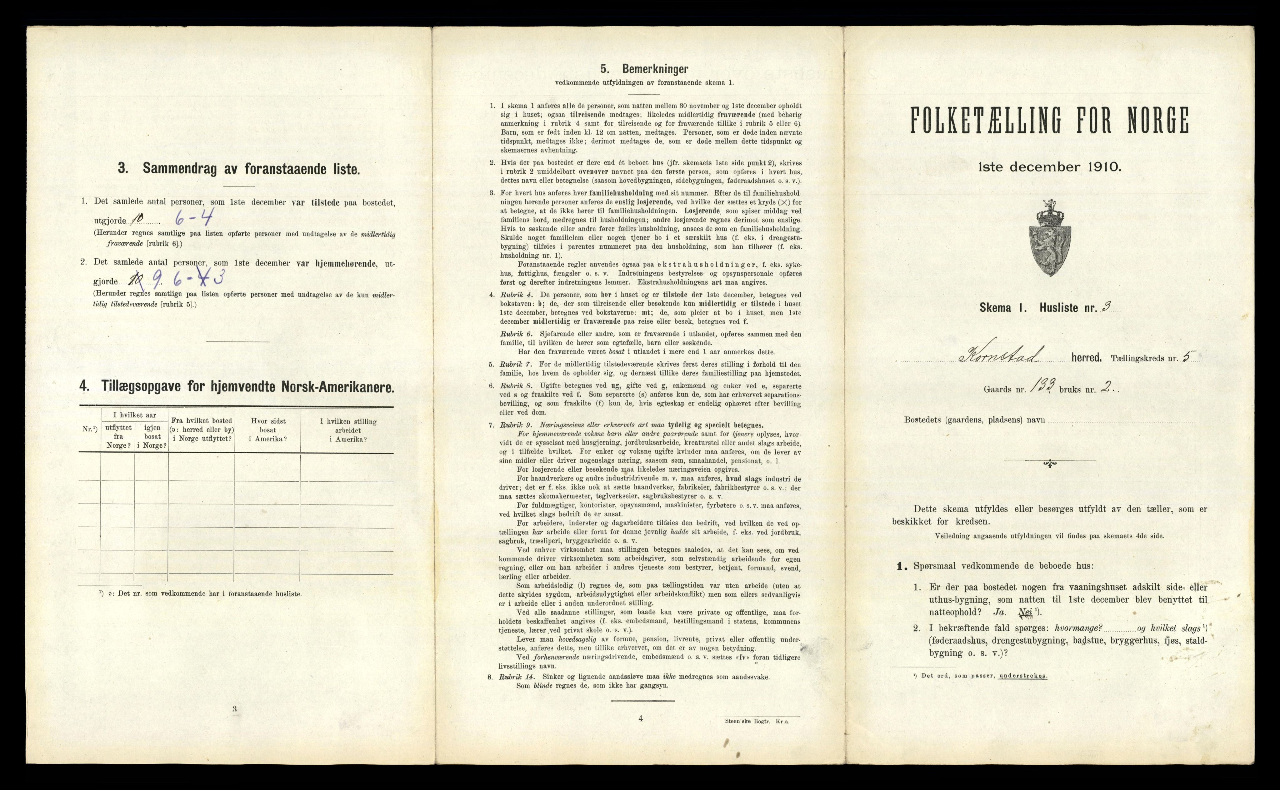 RA, 1910 census for Kornstad, 1910, p. 473