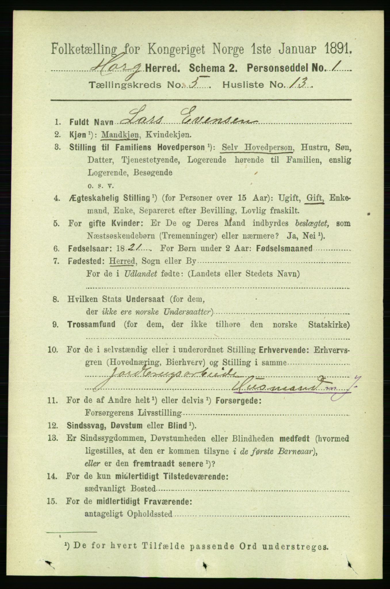 RA, 1891 census for 1650 Horg, 1891, p. 2008