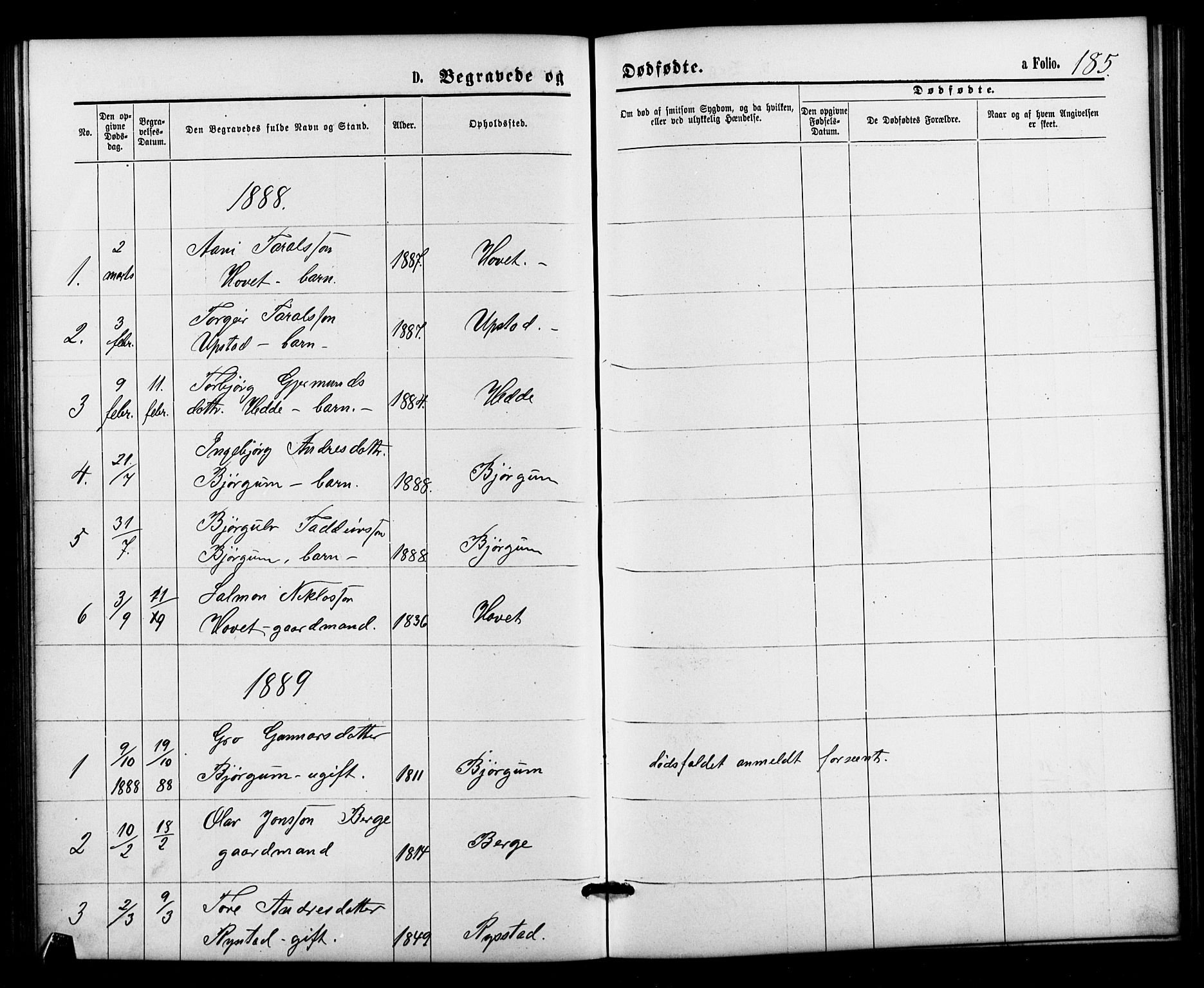 Valle sokneprestkontor, SAK/1111-0044/F/Fb/Fbb/L0002: Parish register (copy) no. B 2, 1875-1921, p. 185